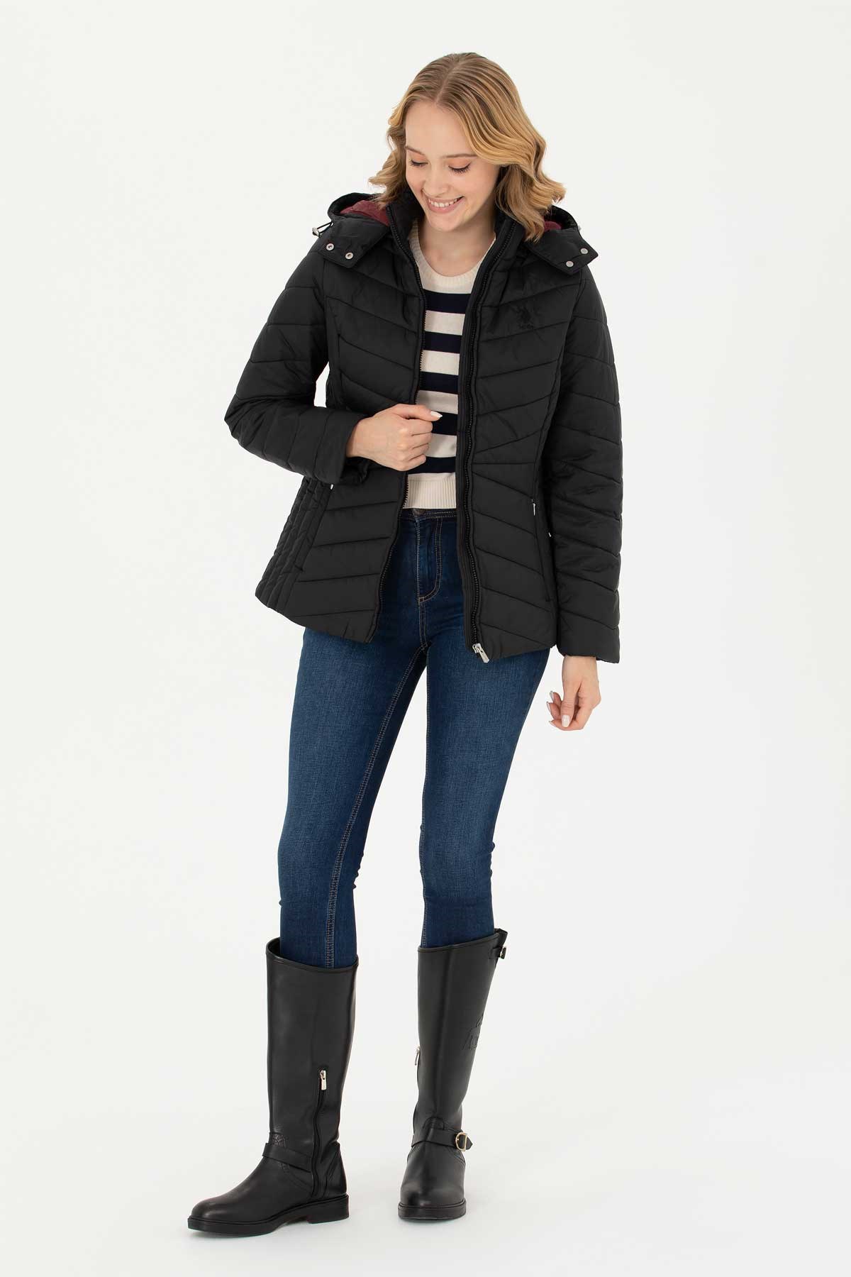 U.S. Polo Assn. Kadın Mont 50269102-VR046 Siyah