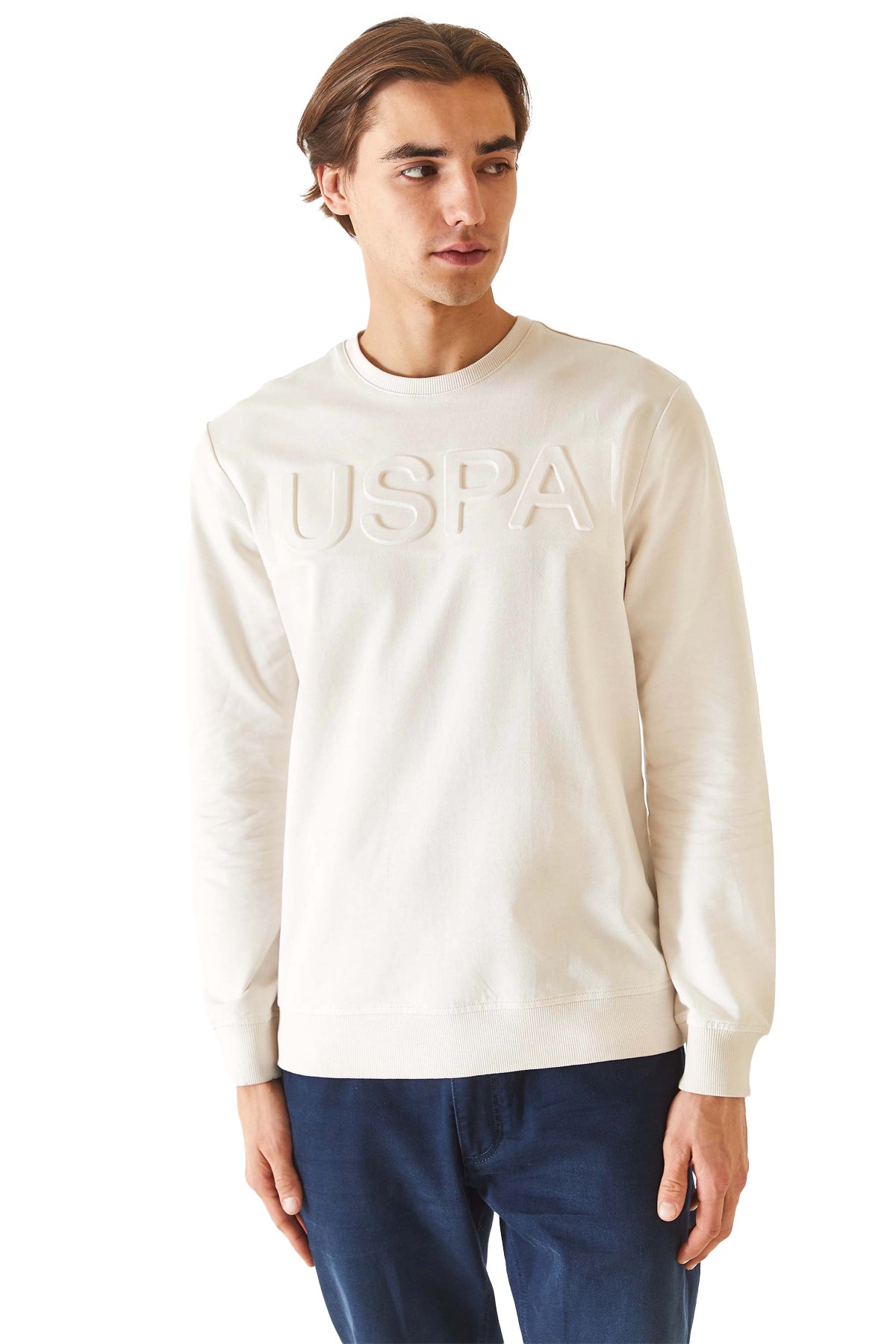 U.S. Polo Assn. Erkek Sweatshirt 50269402-VR049 Ekru