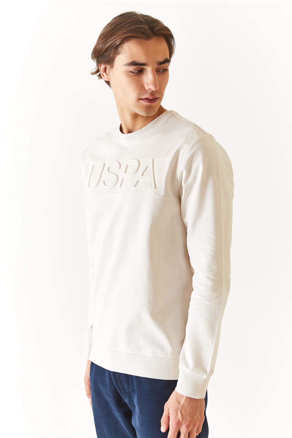 U.S. Polo Assn. Erkek Sweatshirt 50269402-VR049 Ekru