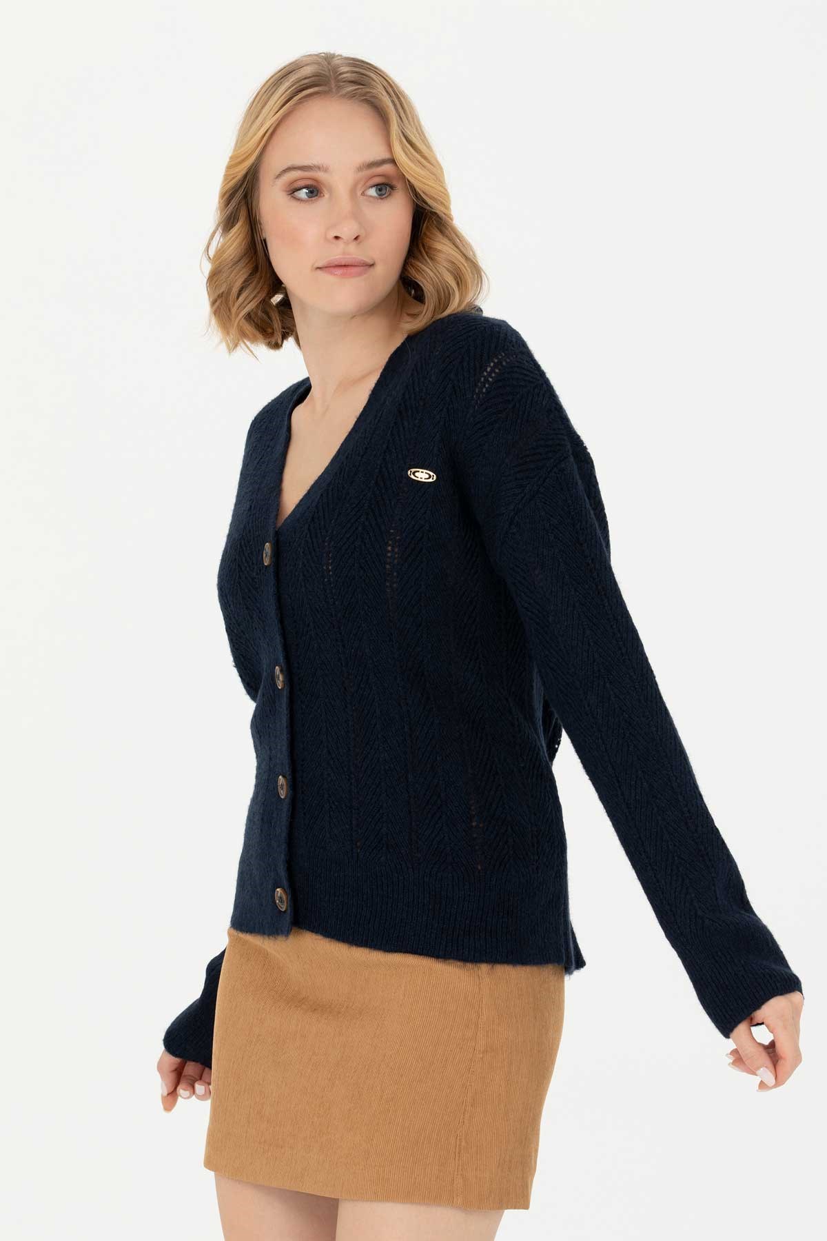 U.S. Polo Assn. Kadın Triko Hırka 50269493-VR033 Lacivert