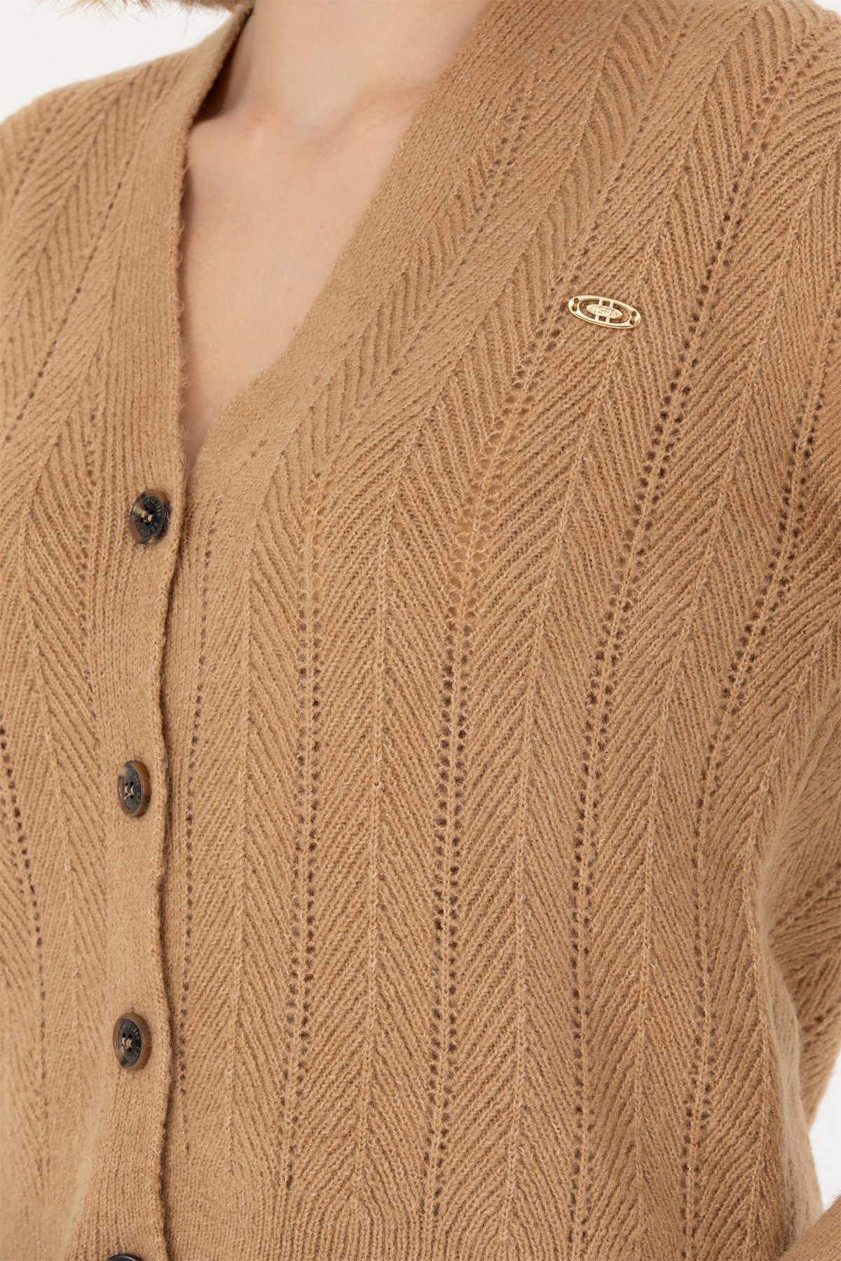 U.S. Polo Assn. Kadın Triko Hırka 50269493-VR123 Bej