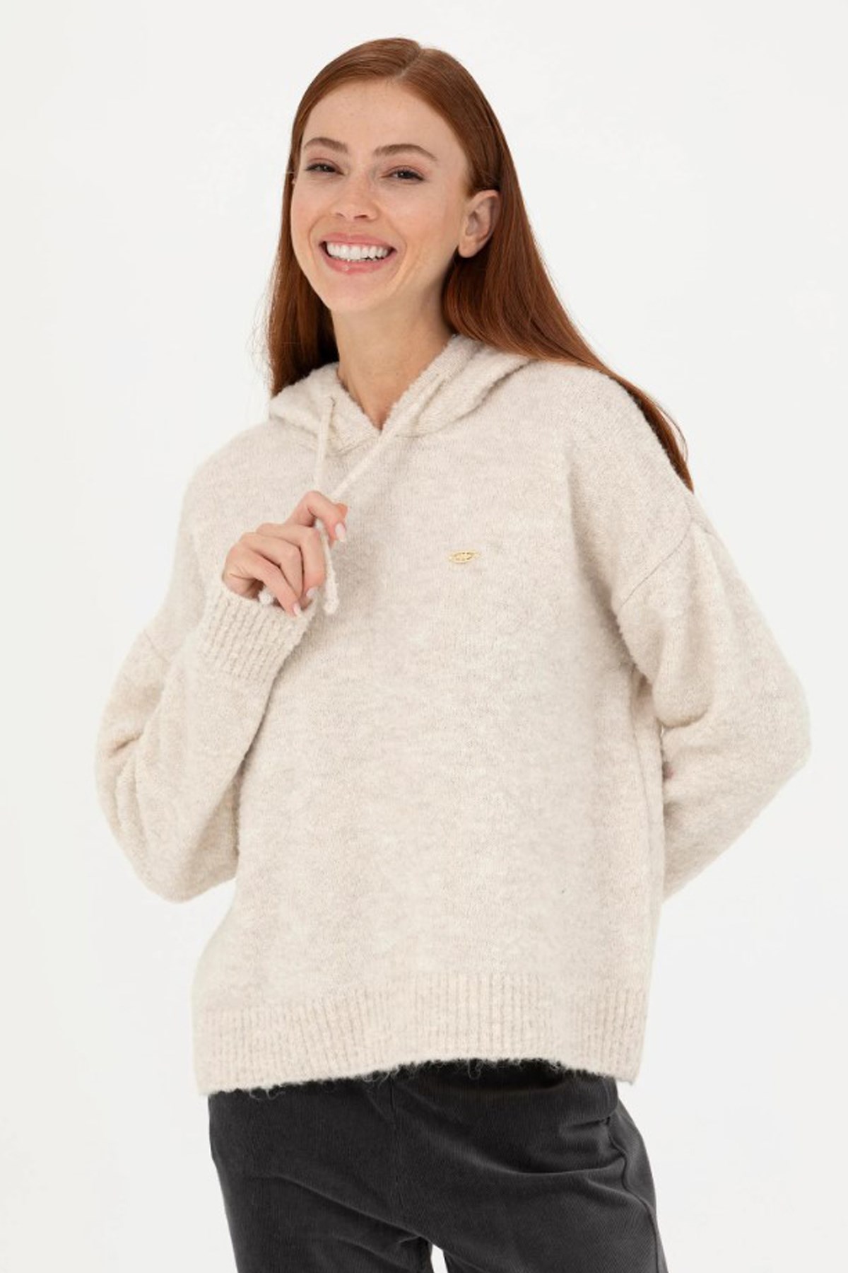 U.S. Polo Assn. Kadın Triko Kazak 50270445-VR071 Ekru