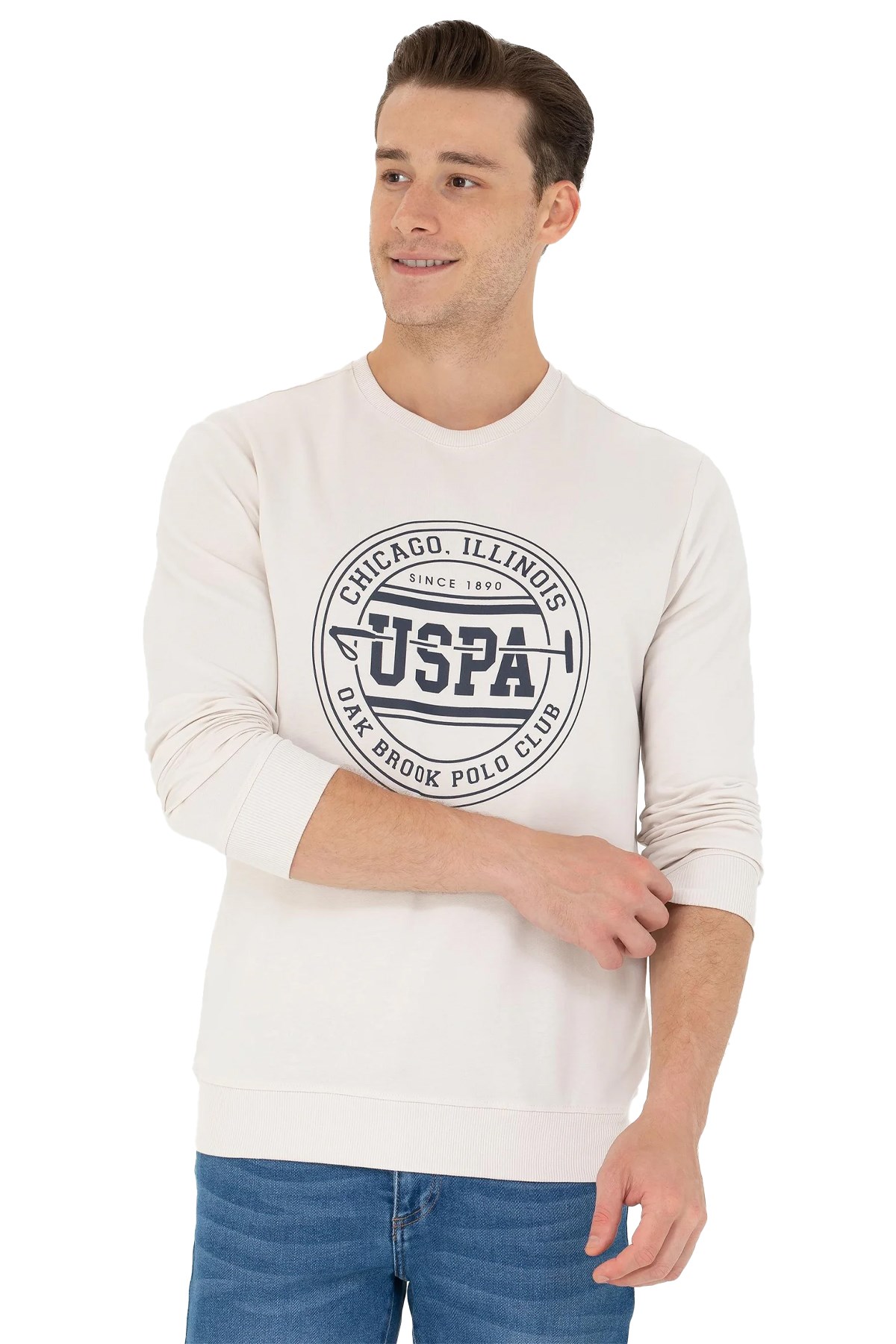U.S. Polo Assn. Erkek Sweatshirt 50270754-VR049 Bej