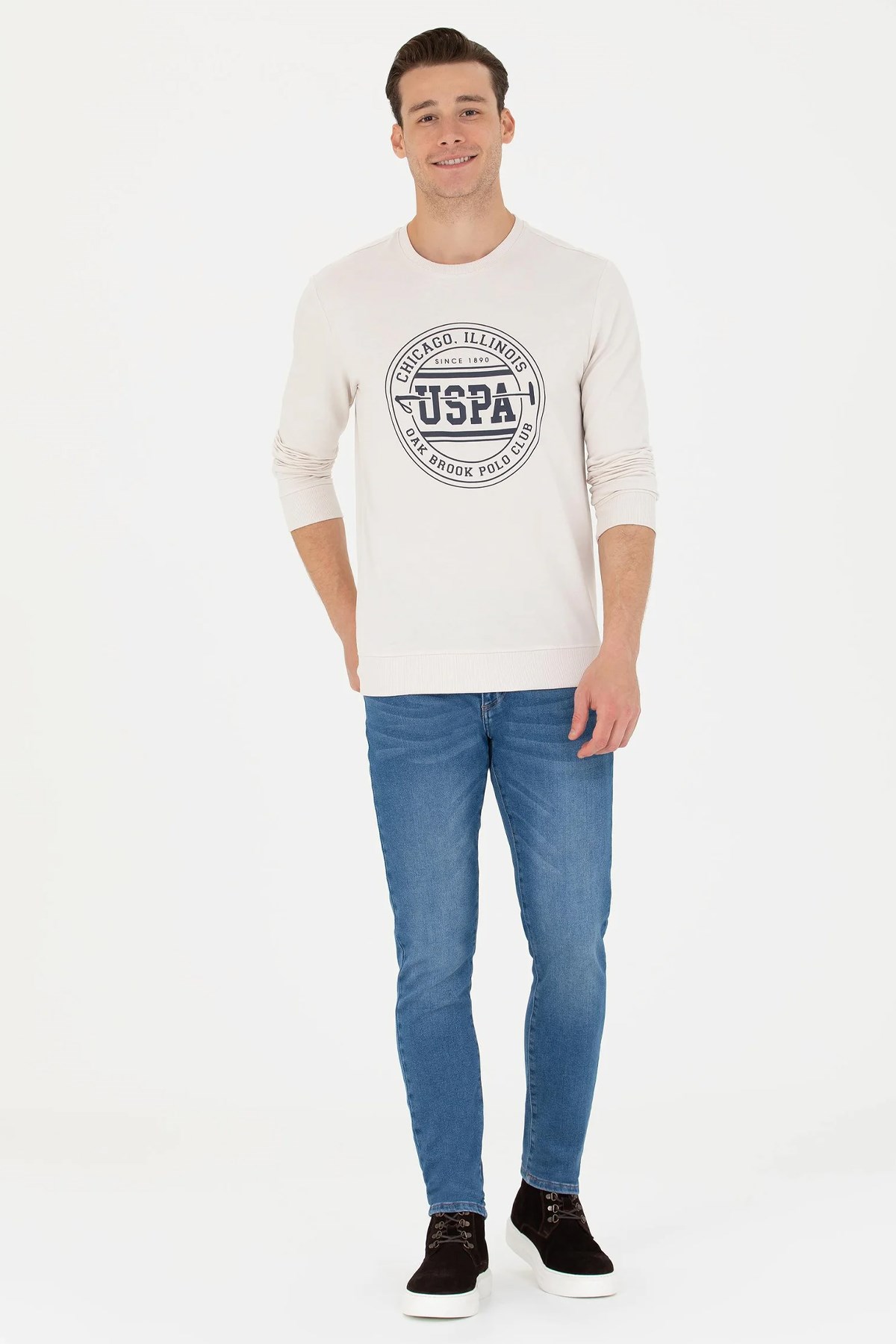 U.S. Polo Assn. Erkek Sweatshirt 50270754-VR049 Bej
