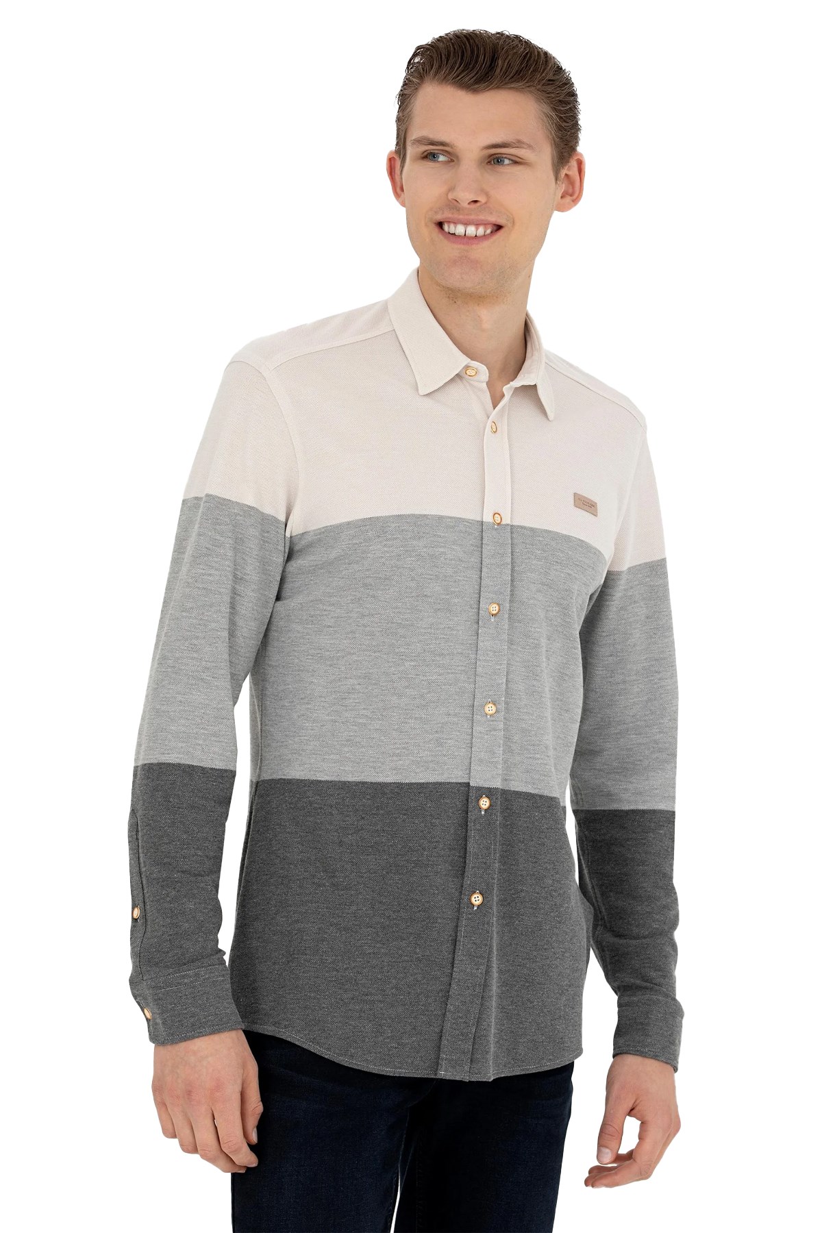 U.S. Polo Assn. Erkek Gömlek  50270881-VR049 Ekru
