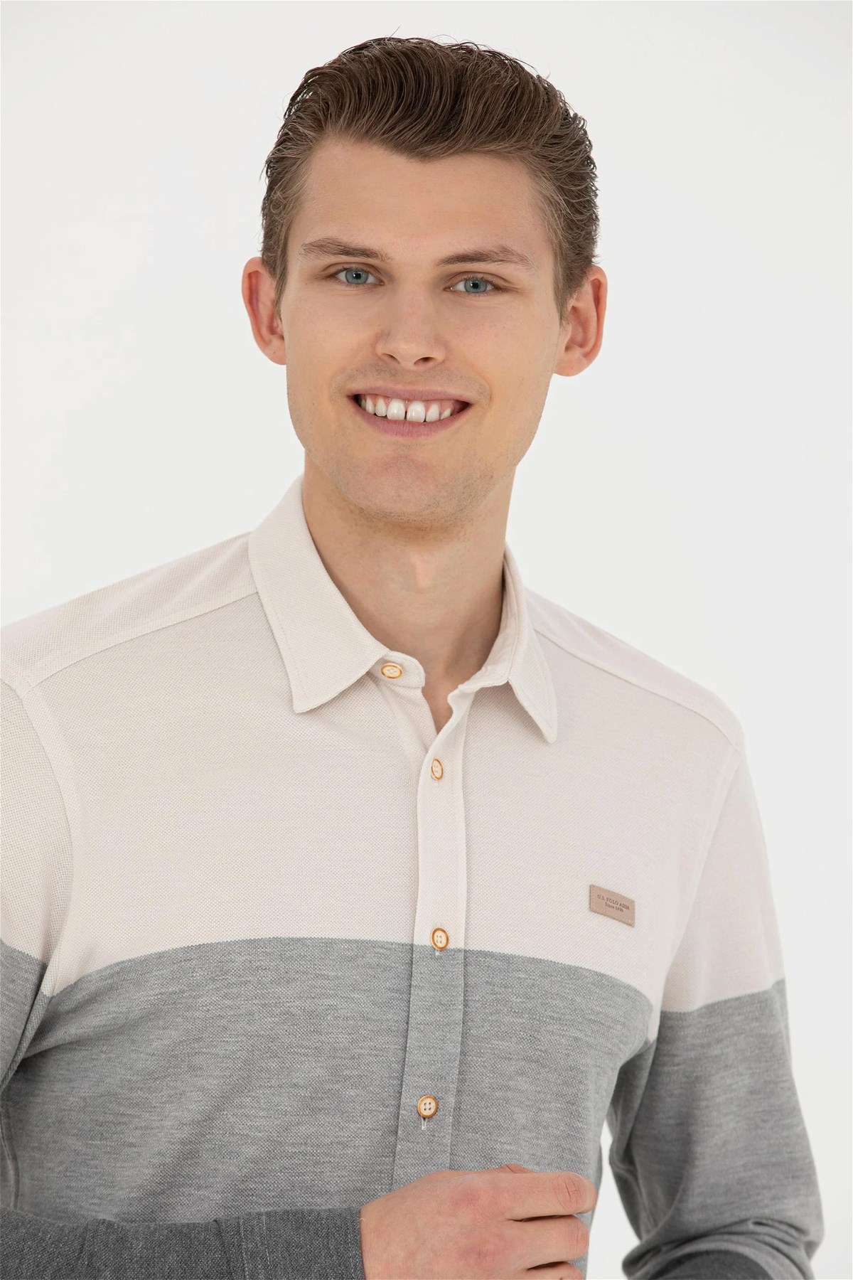 U.S. Polo Assn. Erkek Gömlek  50270881-VR049 Ekru