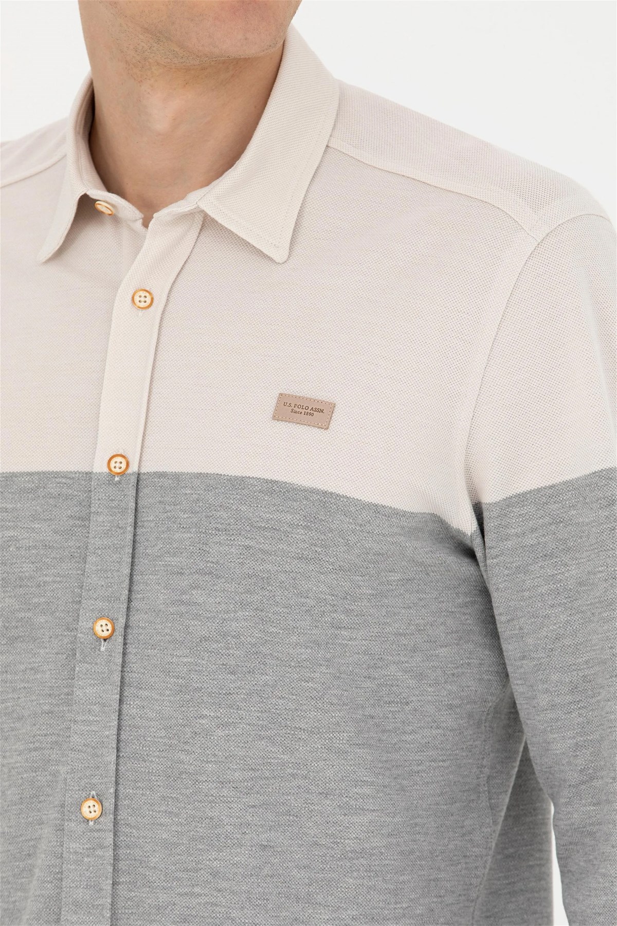 U.S. Polo Assn. Erkek Gömlek  50270881-VR049 Ekru