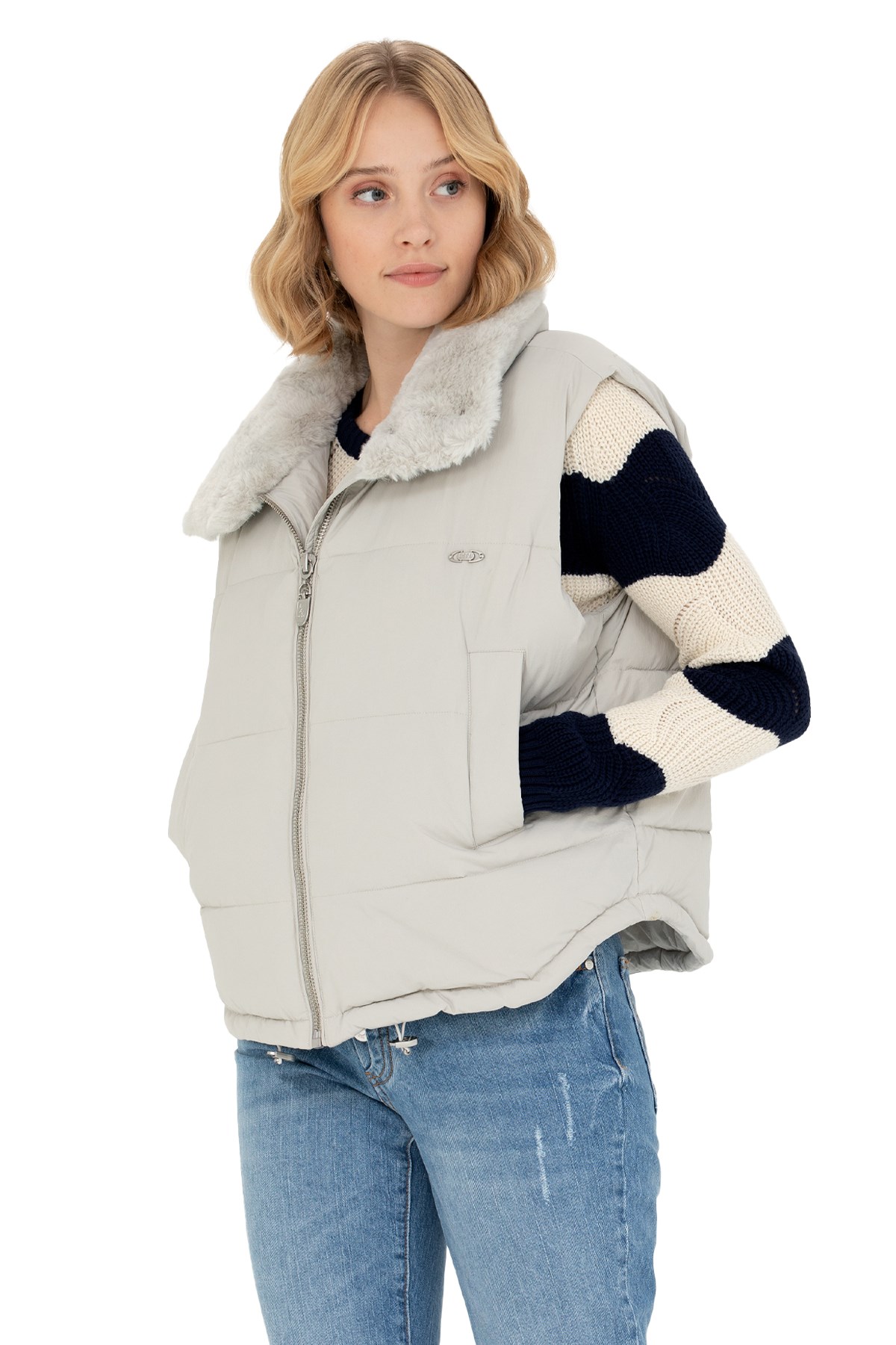 U.S. Polo Assn. Kadın Yelek 50271166-VR049 Ekru