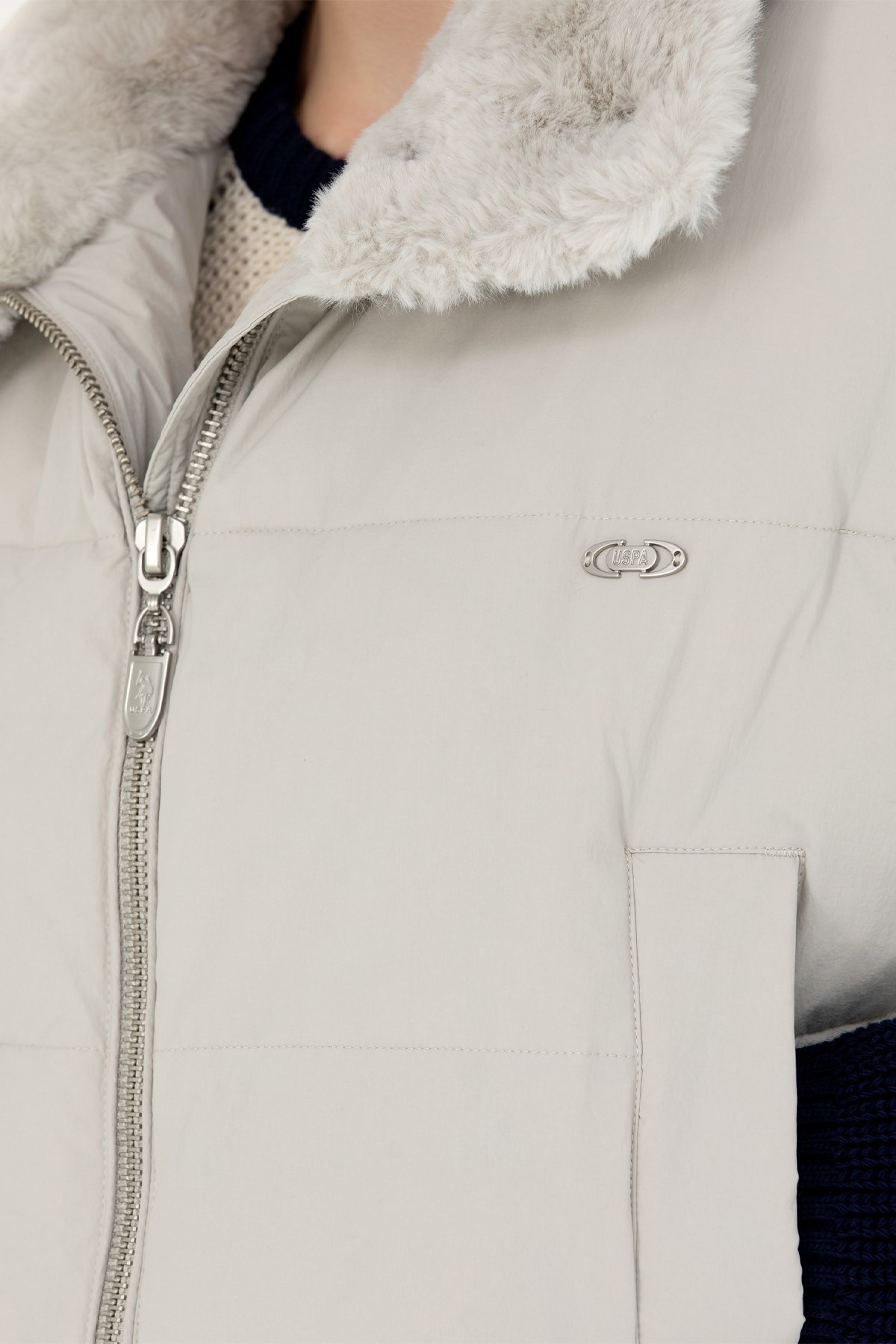 U.S. Polo Assn. Kadın Yelek 50271166-VR049 Ekru