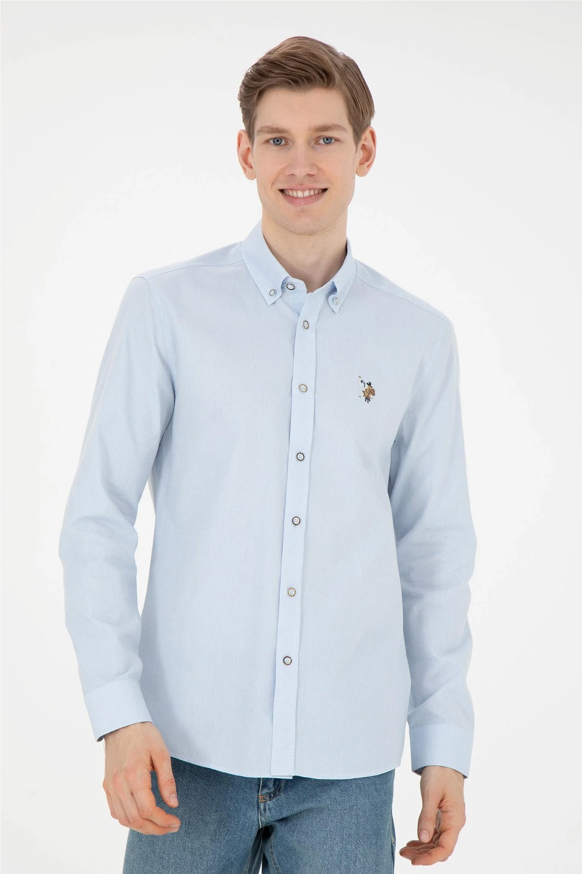U.S. Polo Assn. Erkek Gömlek 50271292-VR003 Mavi