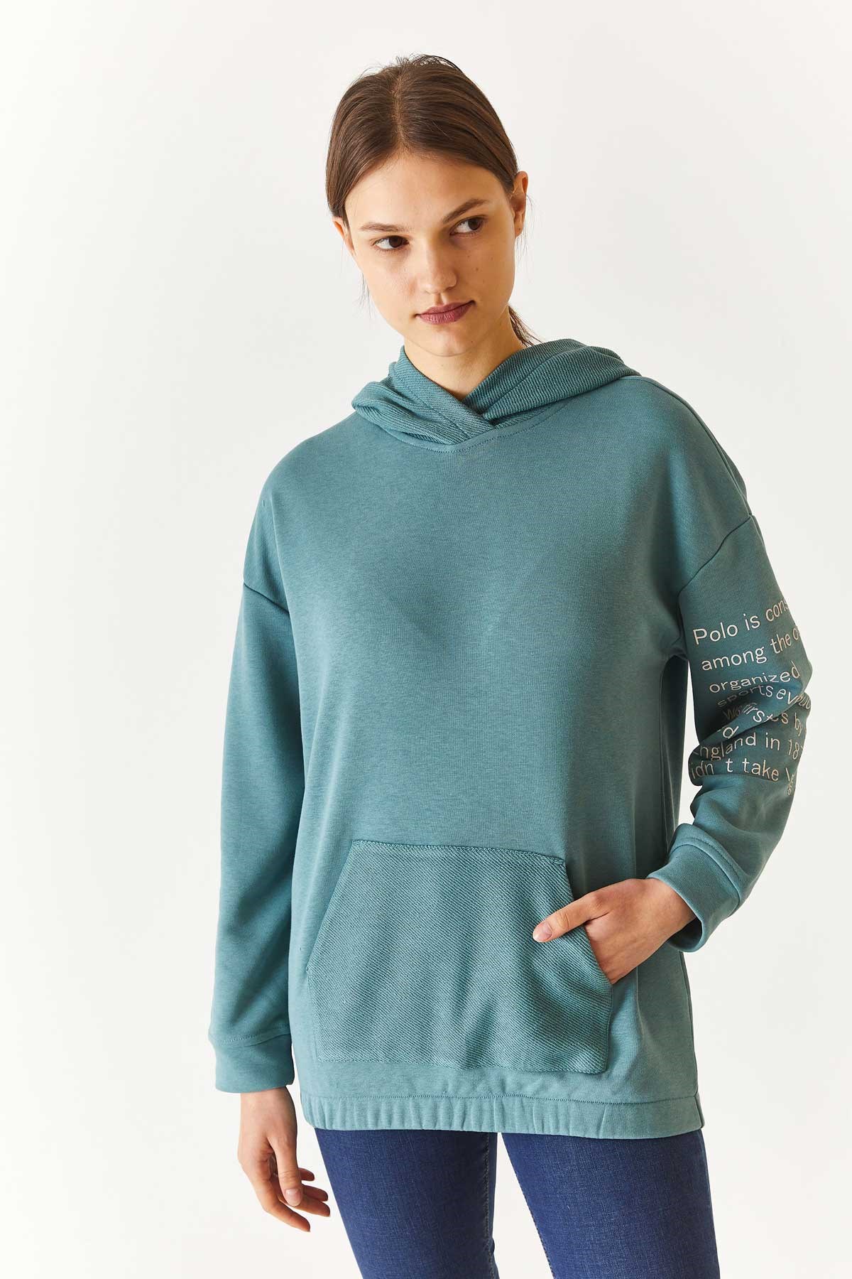U.S. Polo Assn. Kadın Sweatshirt 50271644-VR090 Yeşil