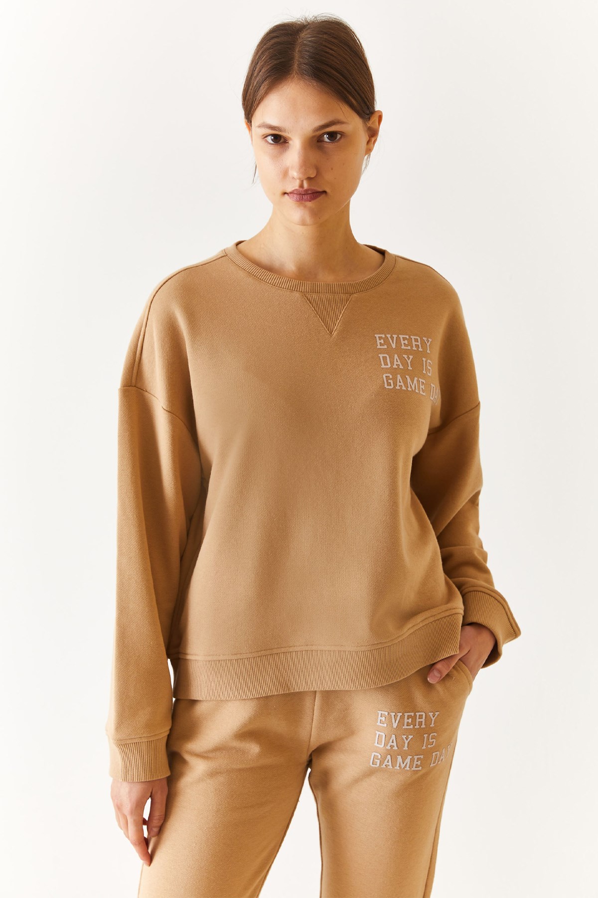 U.S. Polo Assn. Kadın Sweatshirt 50271646-VR085 Bej