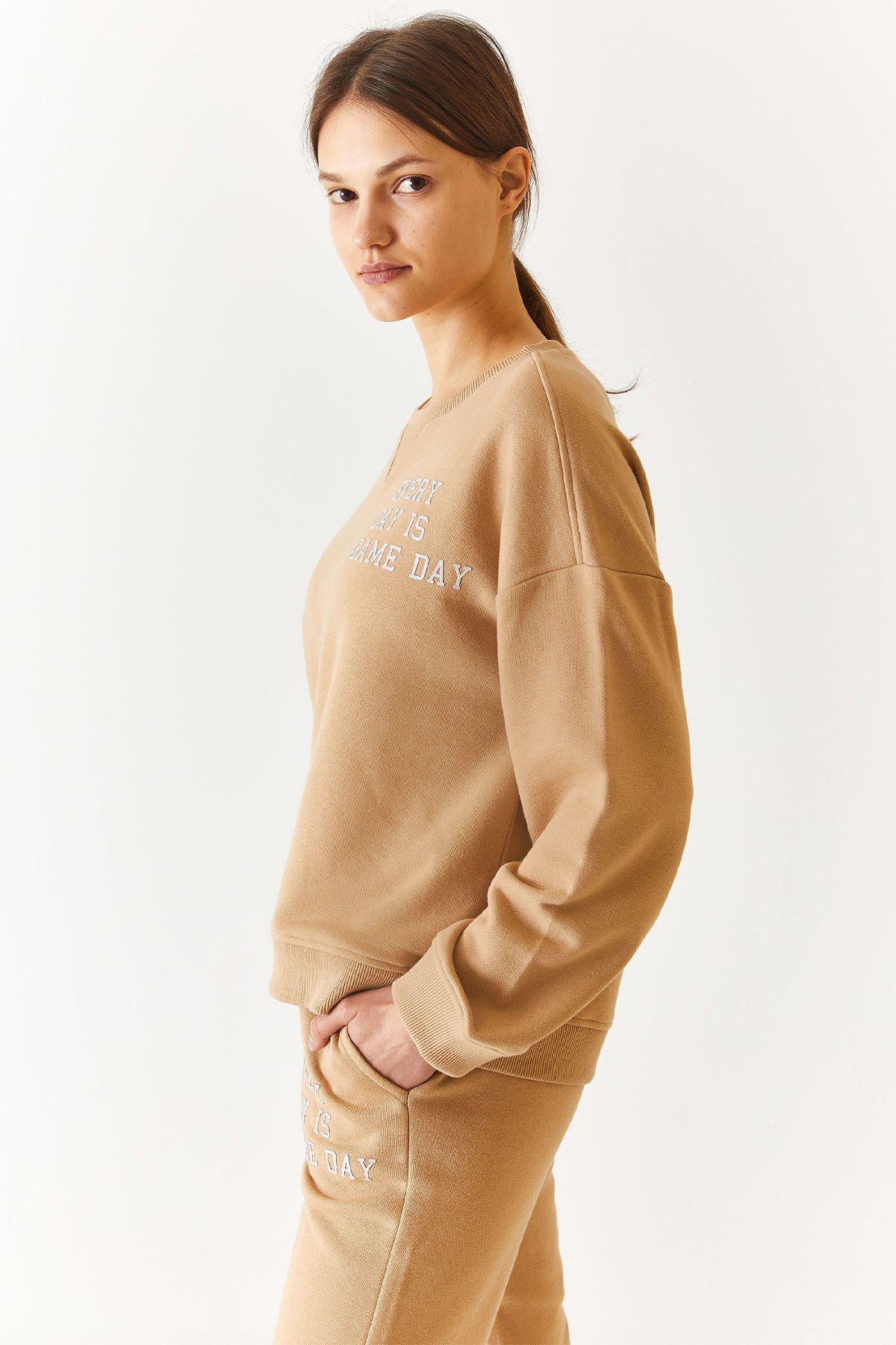 U.S. Polo Assn. Kadın Sweatshirt 50271646-VR085 Bej