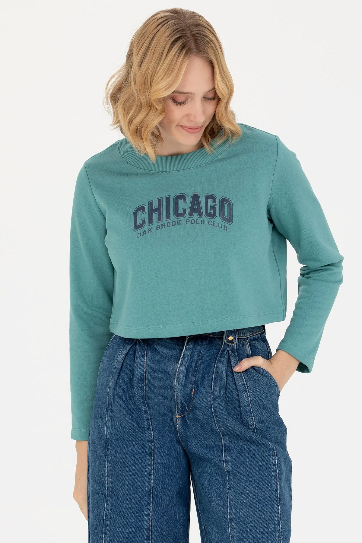U.S. Polo Assn. Kadın Sweatshirt 50271650-VR090 Mavi