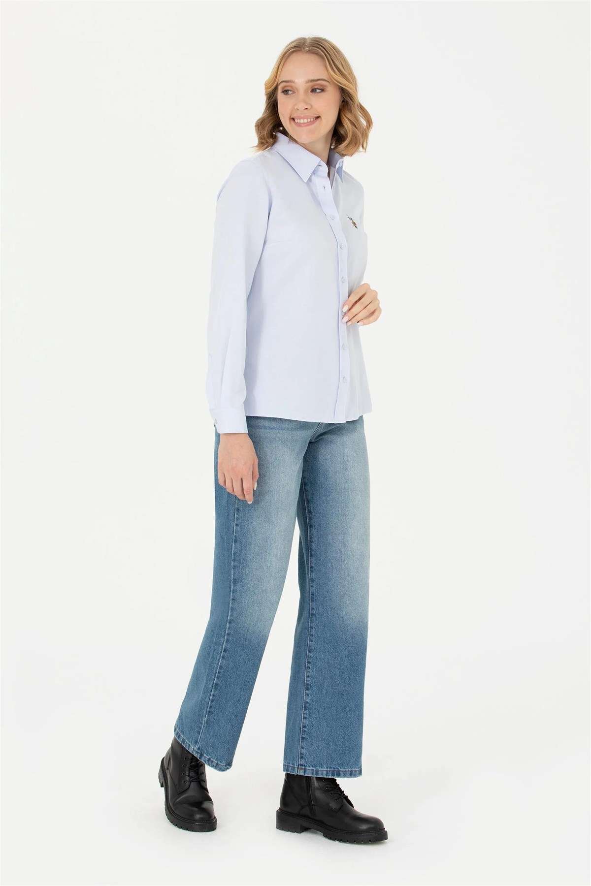 U.S. Polo Assn. Kadın Gömlek 50271935-VR003 Mavi