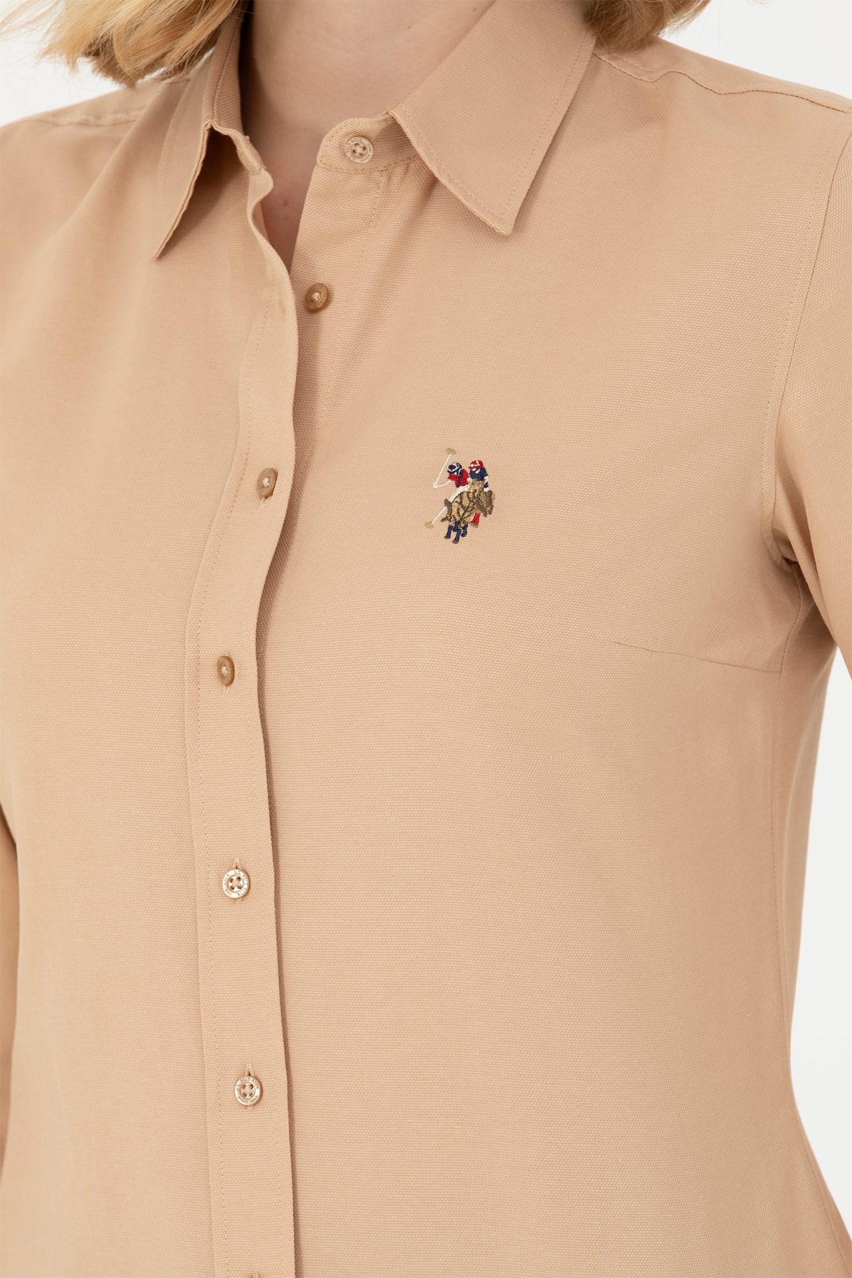 U.S. Polo Assn. Kadın Gömlek 50271935-VR085 Bej