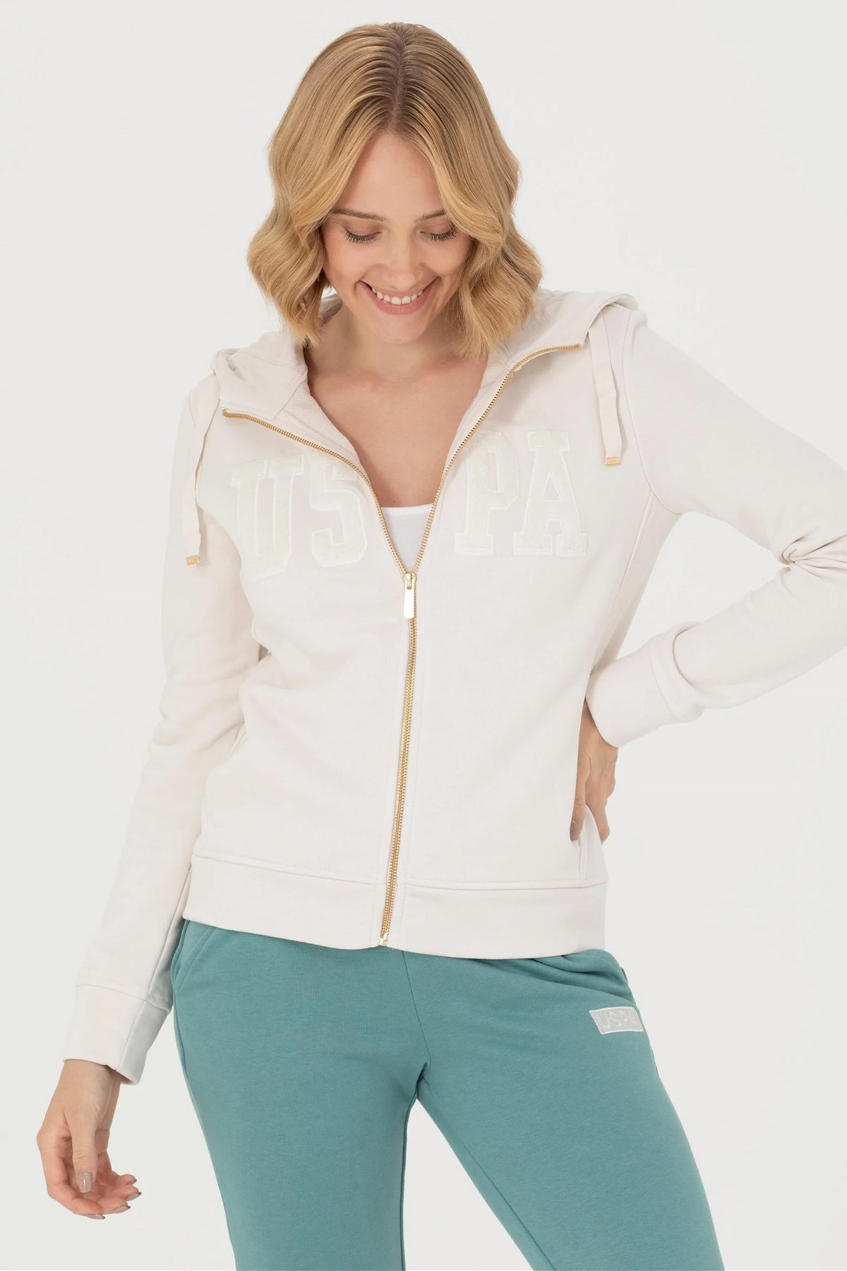 U.S. Polo Assn. Kadın Sweatshirt 50272060-VR049 Ekru