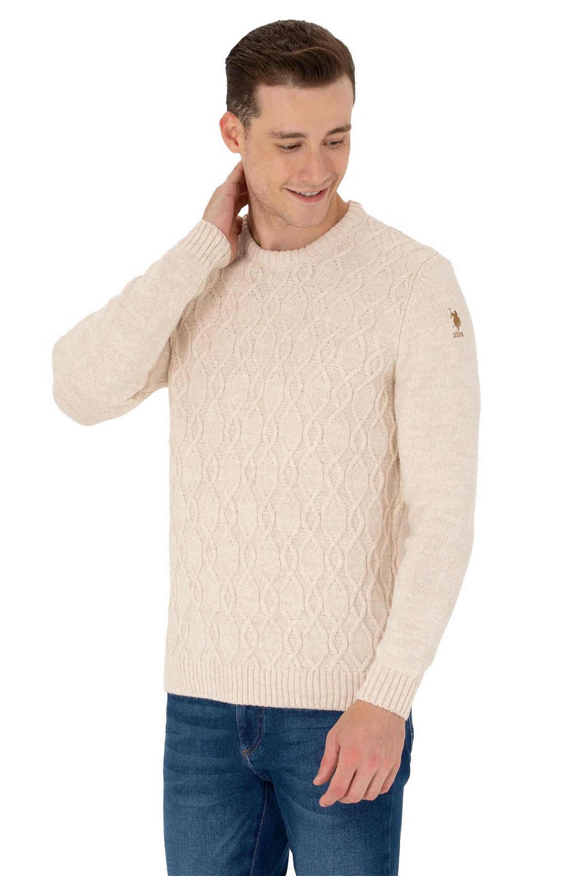 U.S. Polo Assn. Erkek Kazak 50272103-VR085 Bej