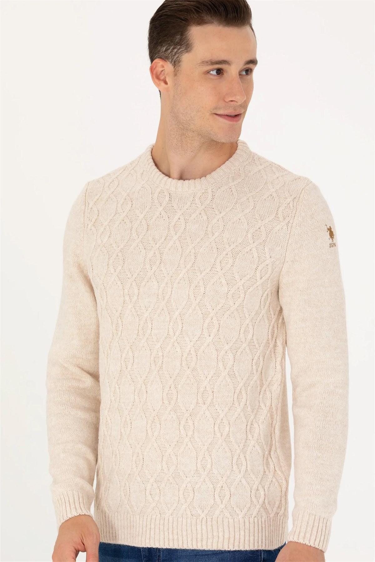U.S. Polo Assn. Erkek Kazak 50272103-VR085 Bej