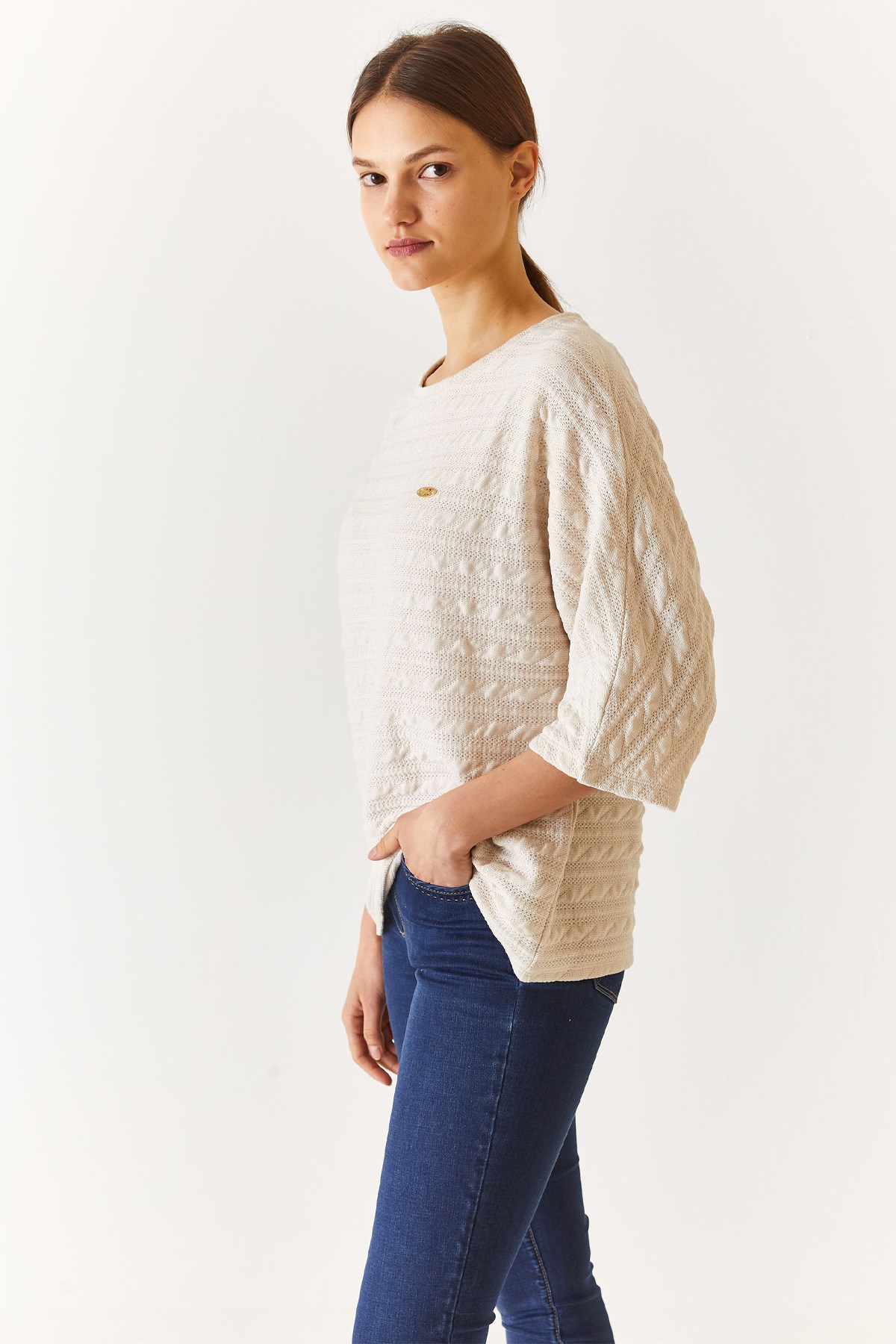 U.S. Polo Assn. Kadın Sweatshirt 50272158-VR049 Ekru