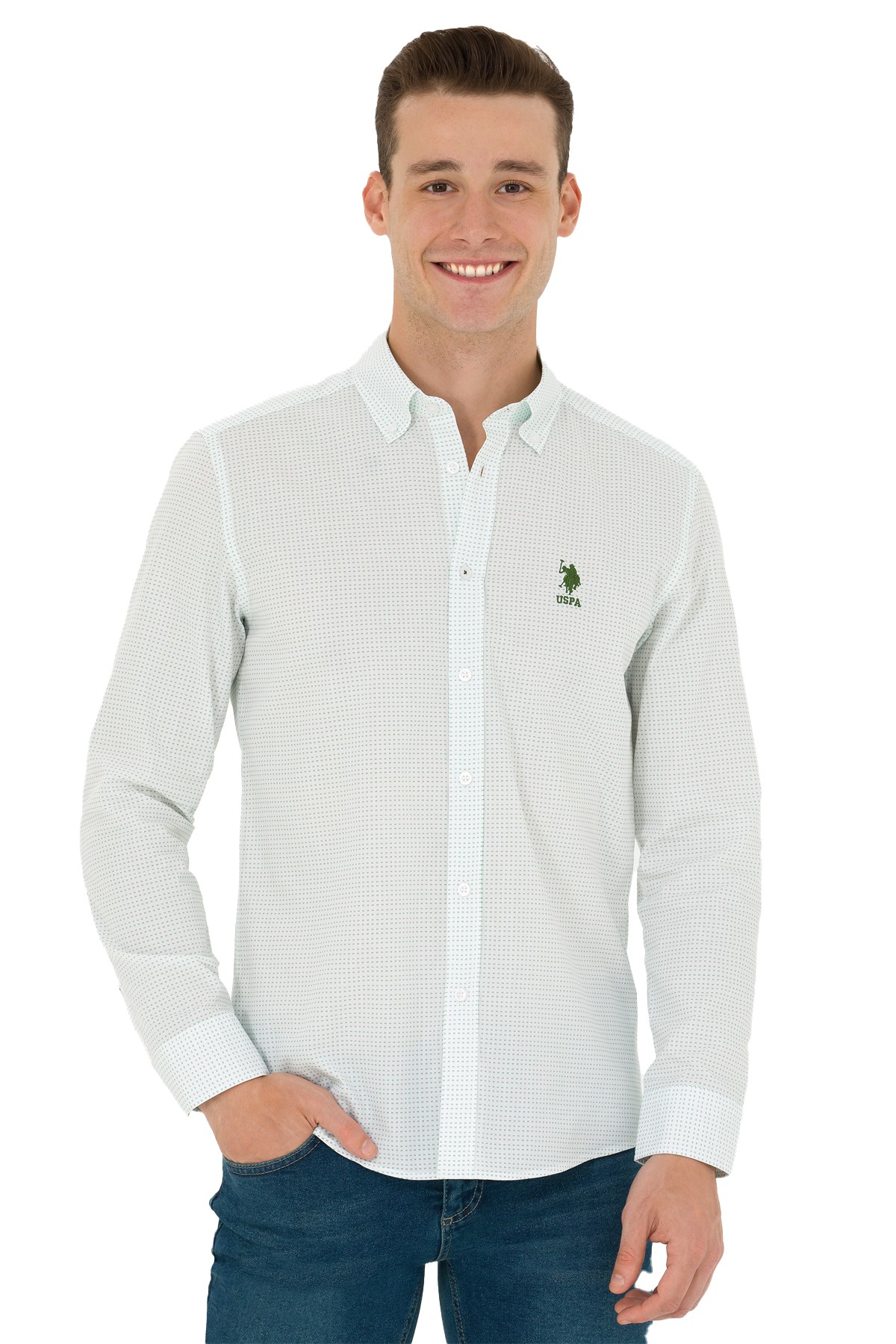 U.S. Polo Assn. Erkek Gömlek 50272702-VR054 Yeşil