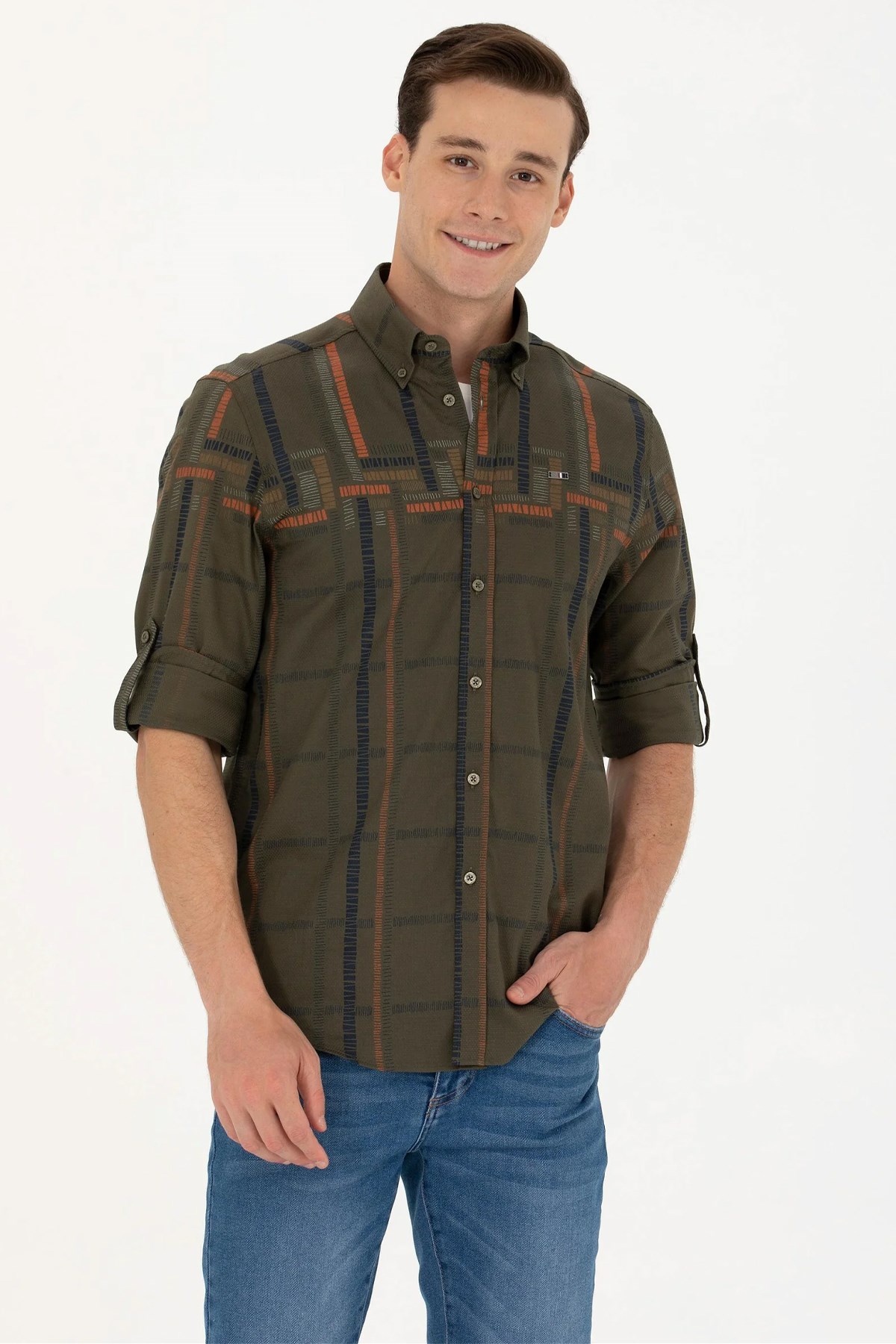 U.S. Polo Assn. Erkek Gömlek 50272751-VR027 Haki