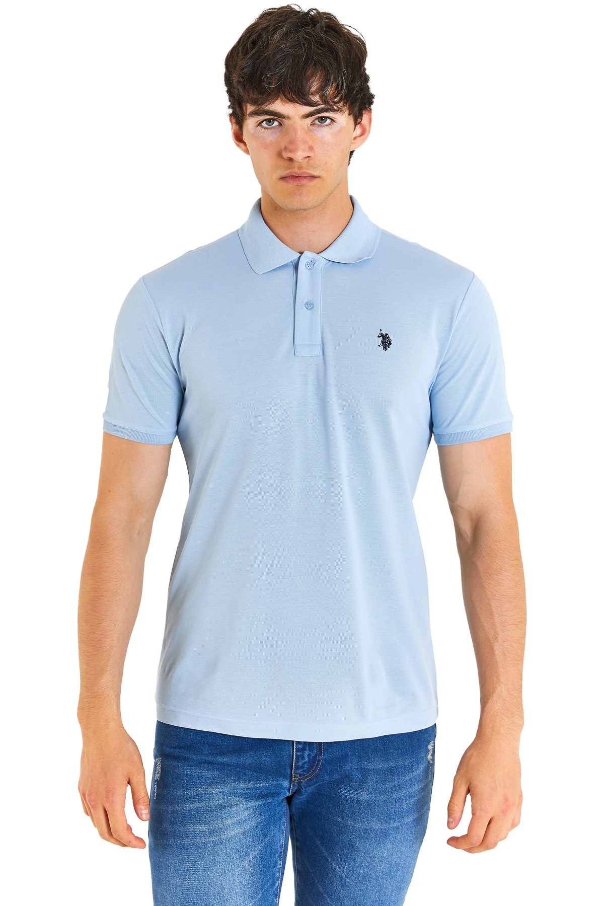 U.S. Polo Assn. Erkek Slim Tişört 50279573-VR003 Mavi