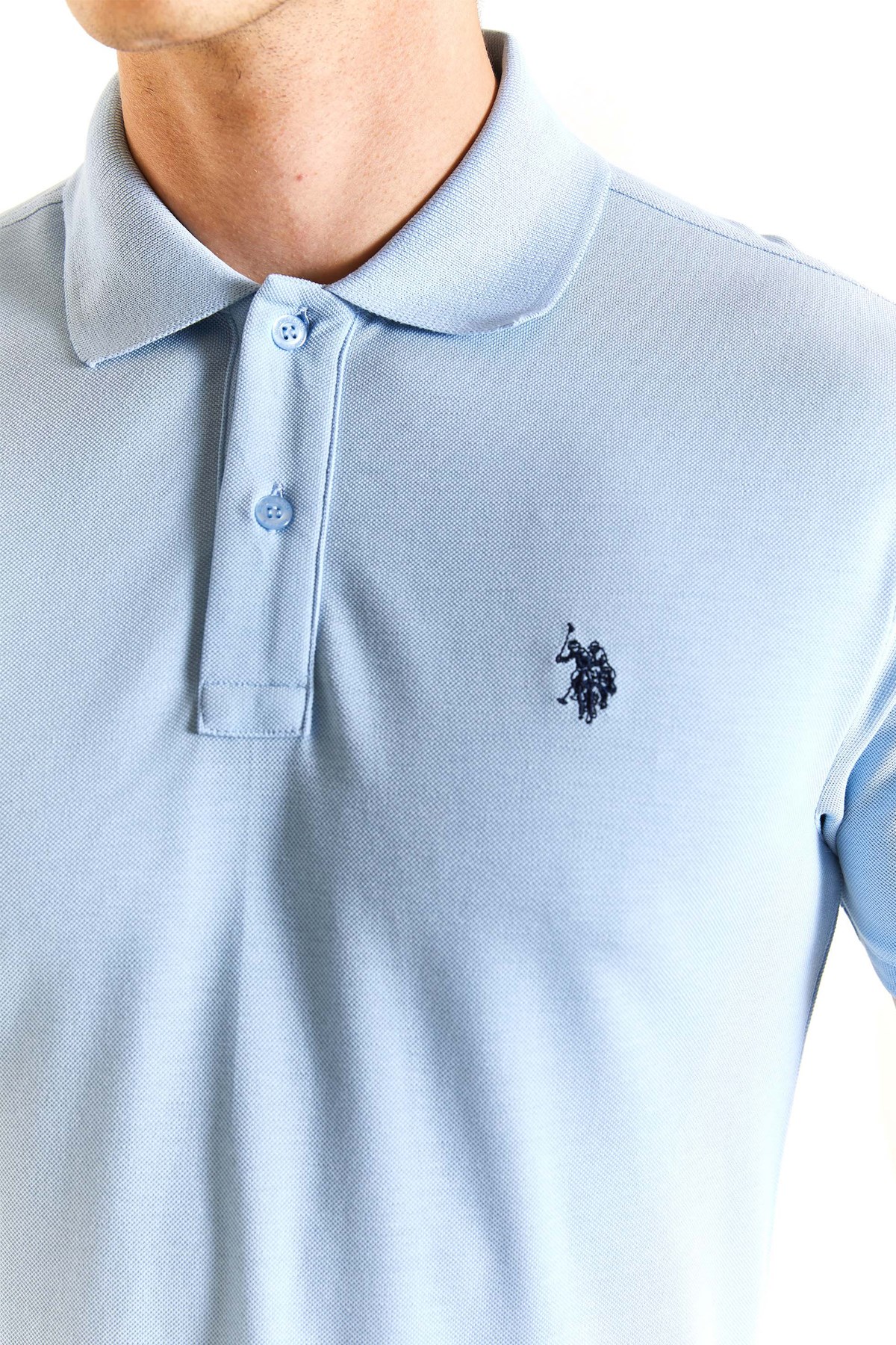 U.S. Polo Assn. Erkek Slim Tişört 50279573-VR003 Mavi