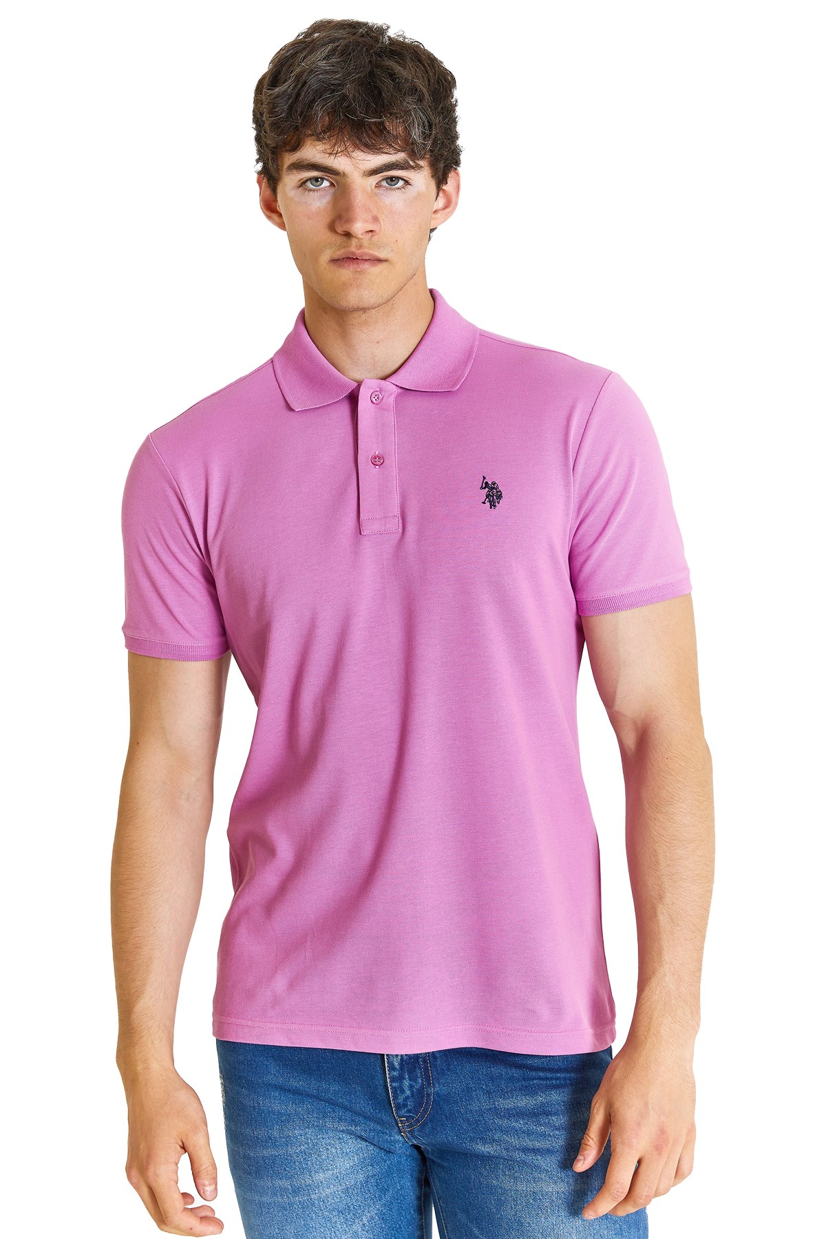 U.S. Polo Assn. Erkek Slim Tişört 50279573-VR037 Pembe