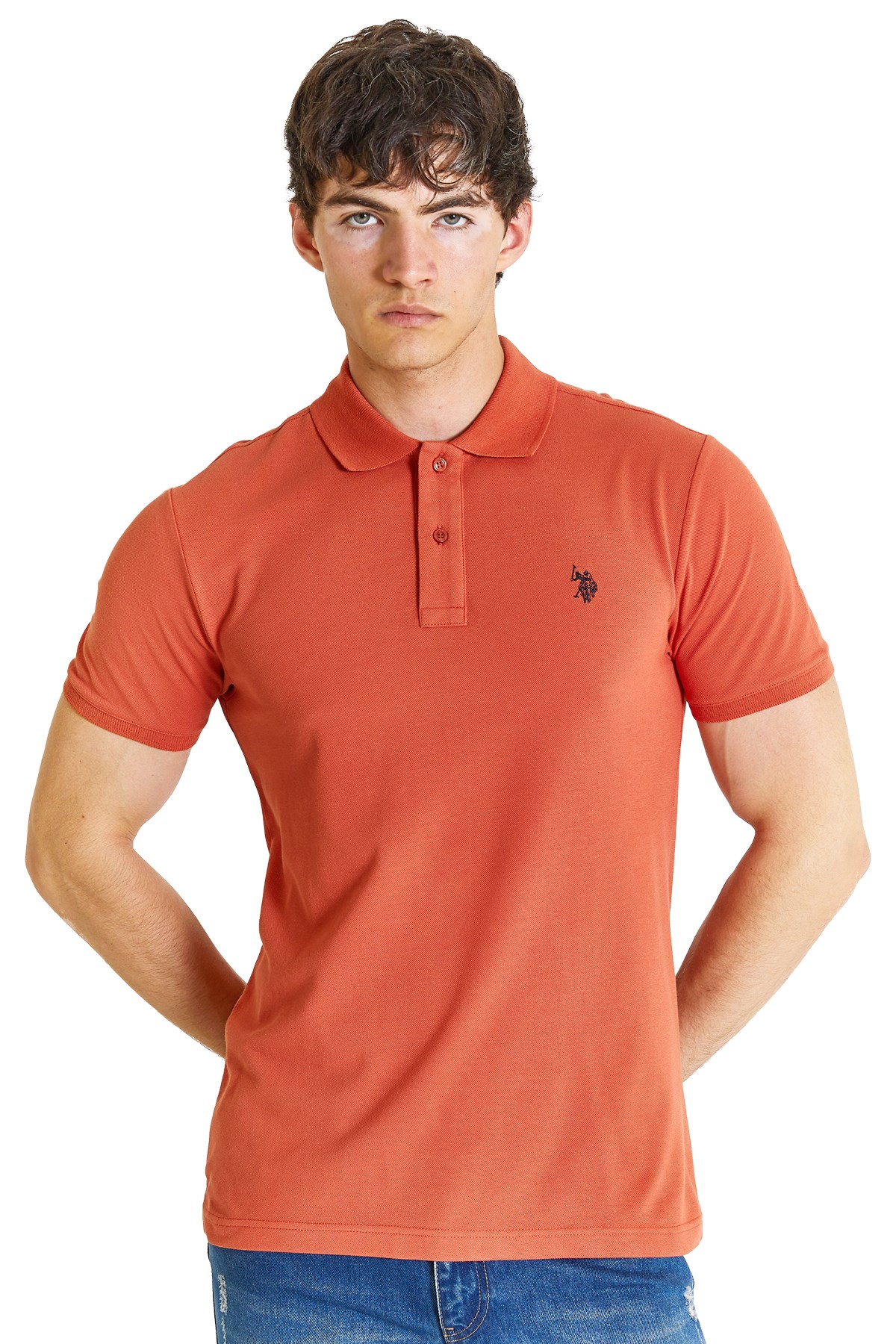 U.S. Polo Assn. Erkek Slim Tişört 50279573-VR042 Turuncu
