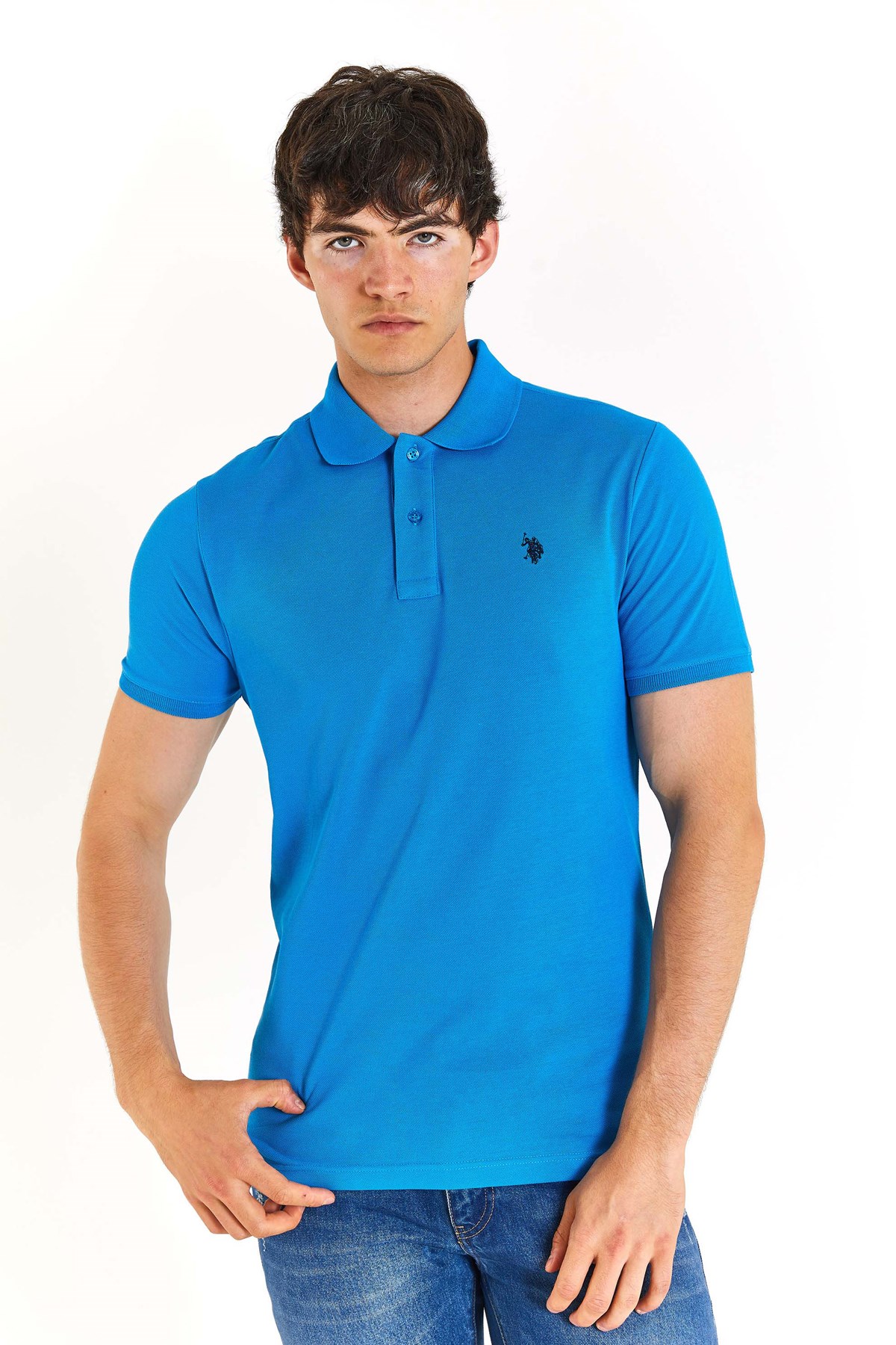 U.S. Polo Assn. Erkek Slim Tişört 50279573-VR045 Mavi