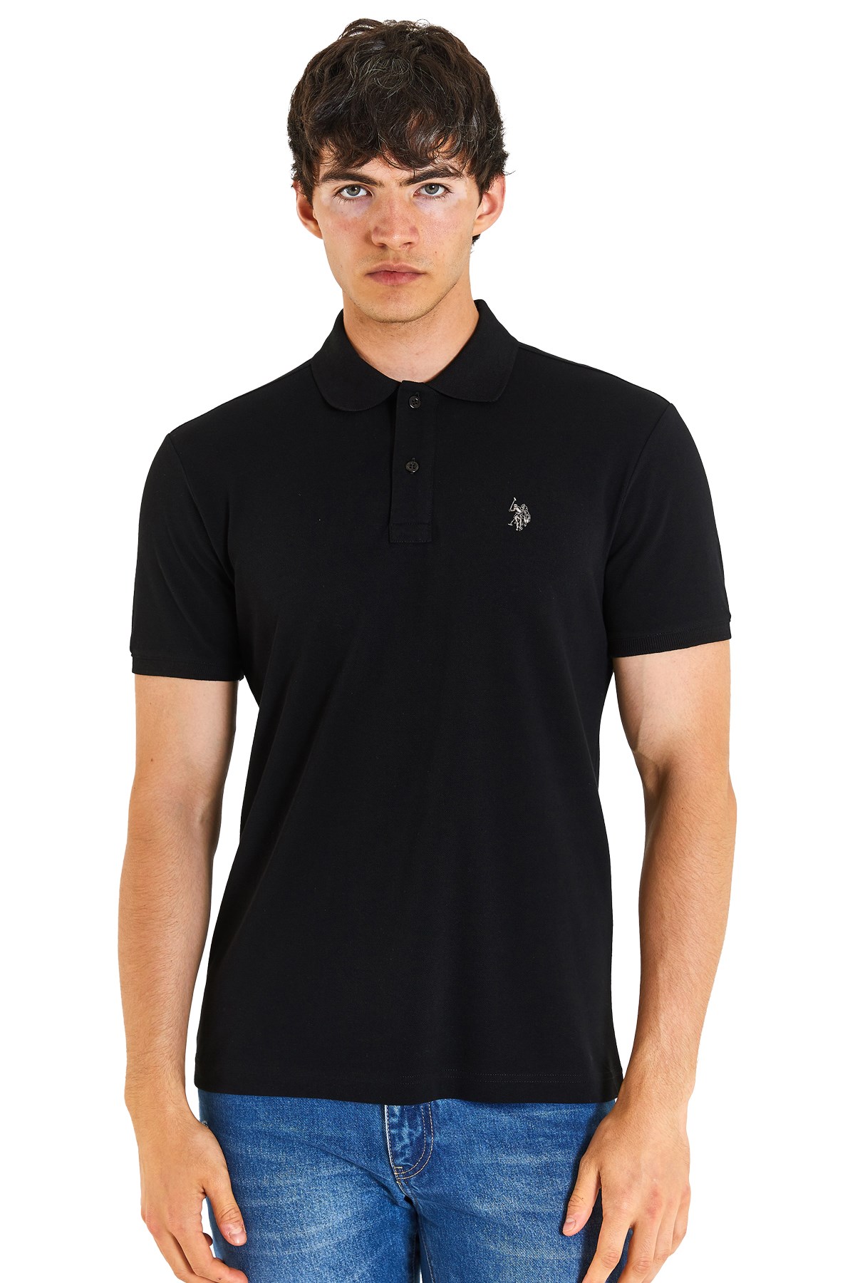 U.S. Polo Assn. Erkek Slim Tişört 50279573-VR046 Siyah