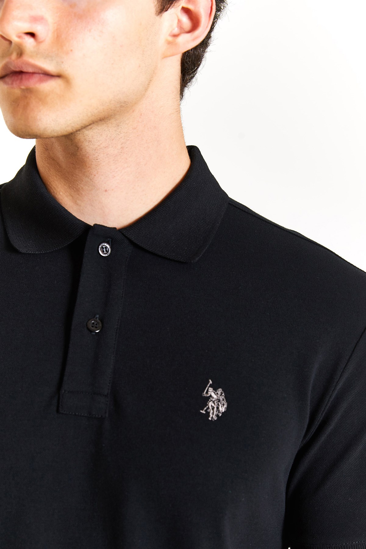 U.S. Polo Assn. Erkek Slim Tişört 50279573-VR046 Siyah