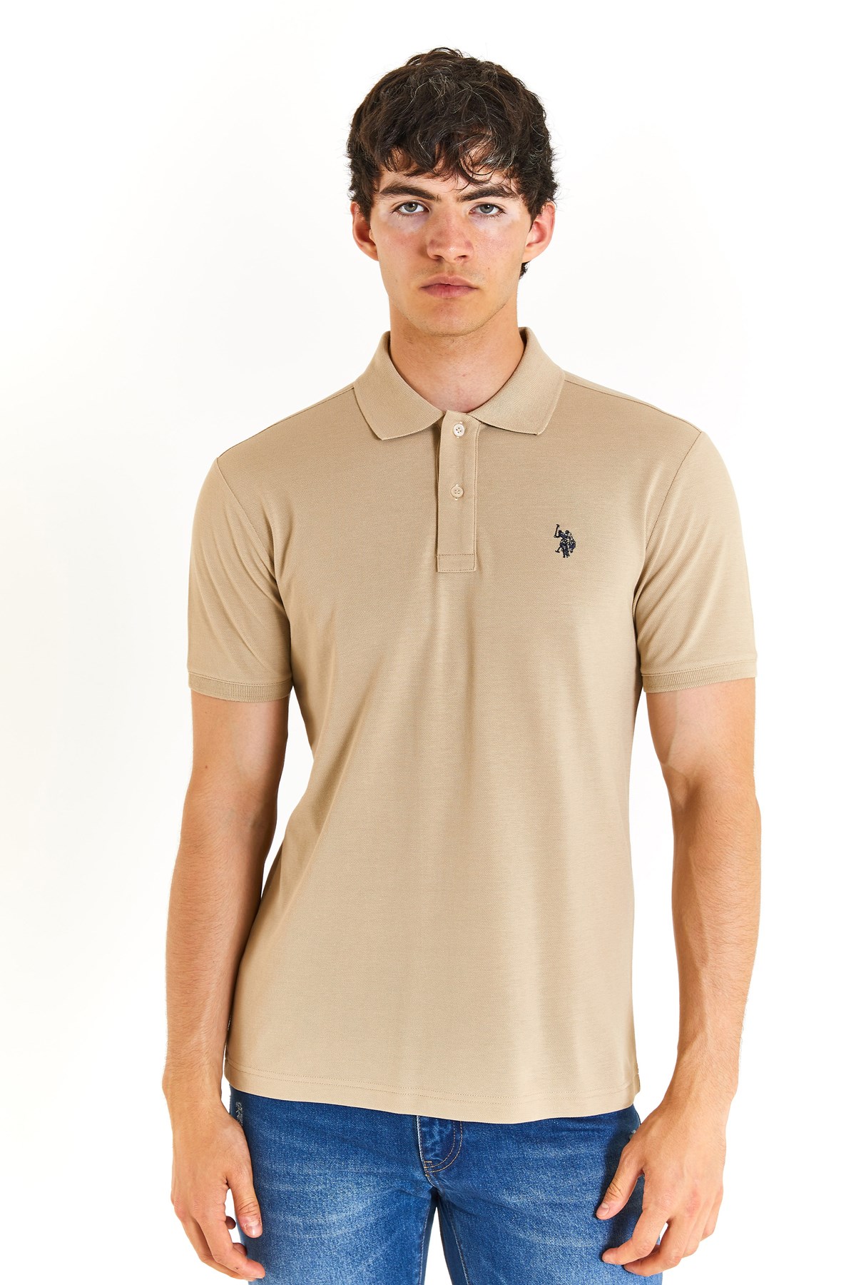 U.S. Polo Assn. Erkek Slim Tişört 50279573-VR183 Bej