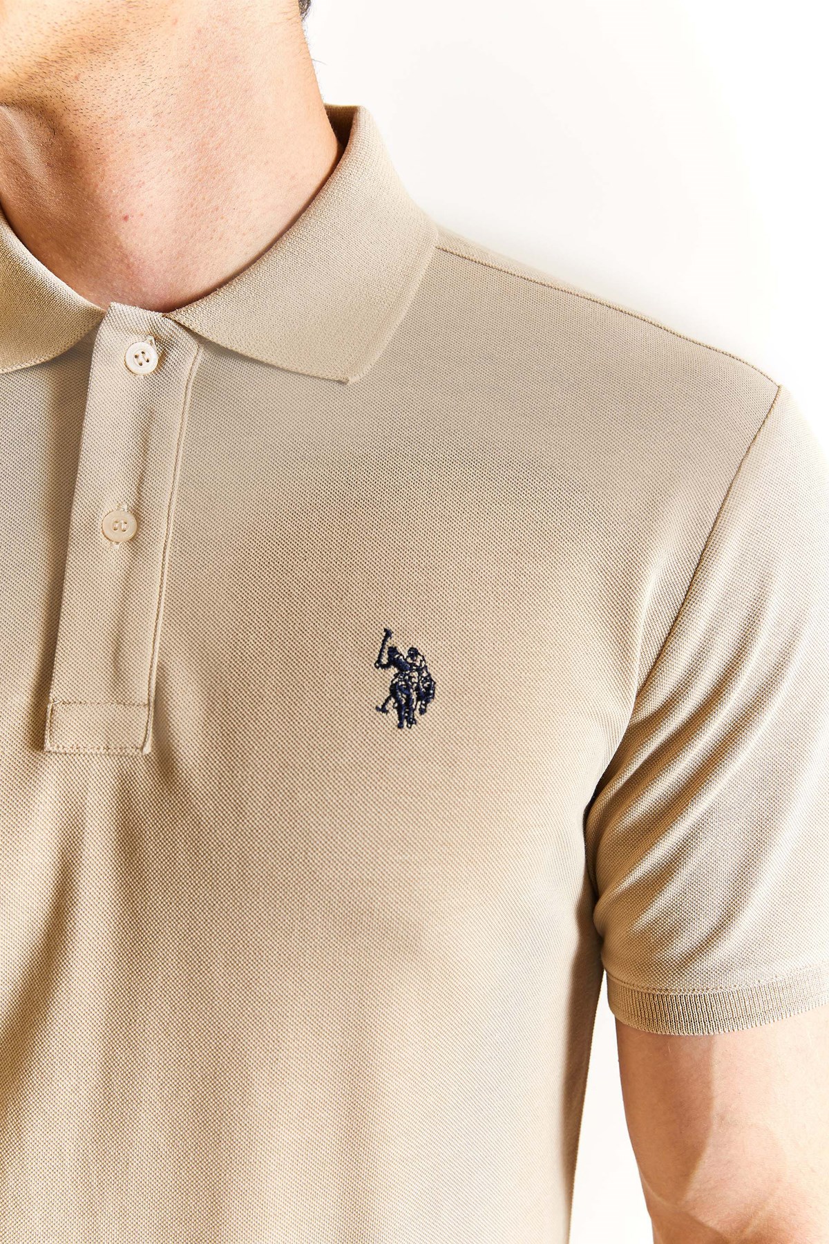 U.S. Polo Assn. Erkek Slim Tişört 50279573-VR183 Bej