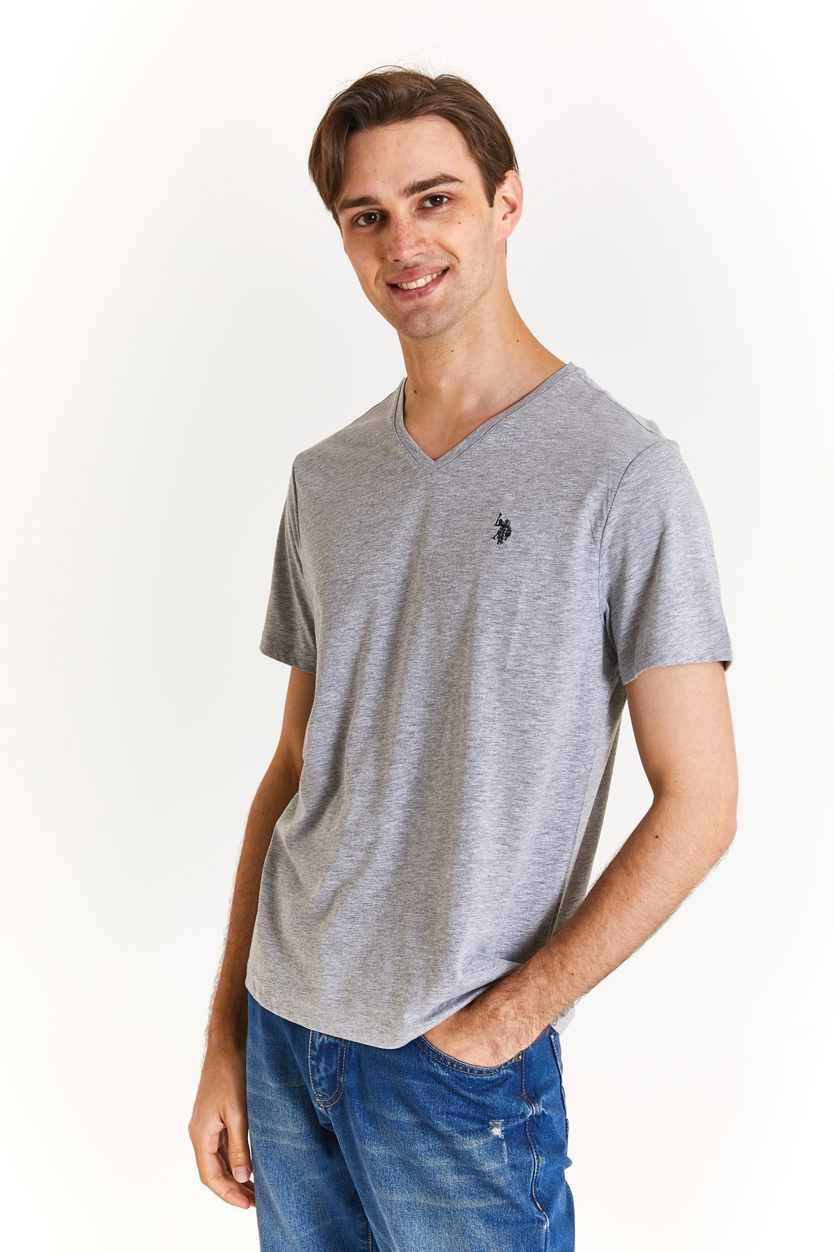 U.S. Polo Assn. Erkek Tişört 50279617-VR086 Gri
