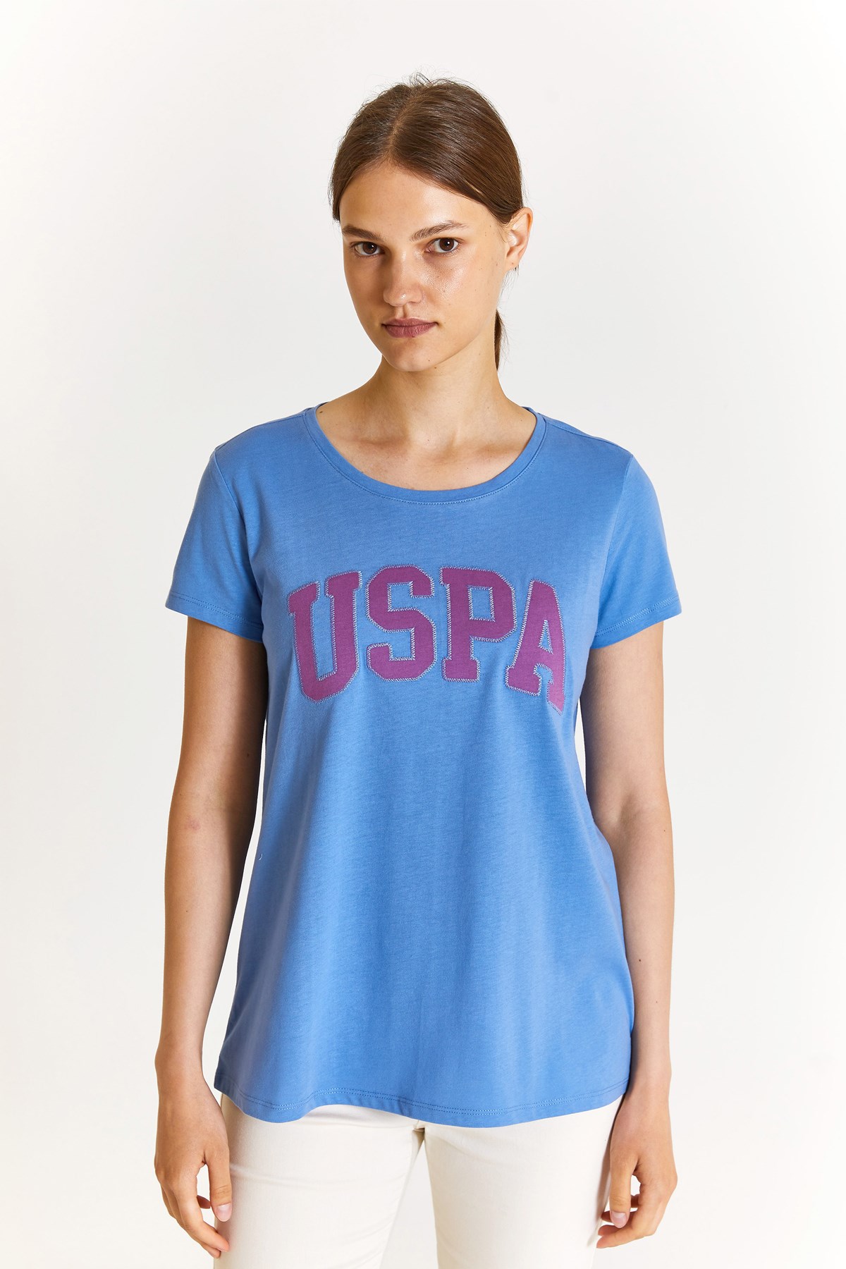 U.S. Polo Assn. Kadın Regular Fit Tişört 50280036-VR032 Mavi