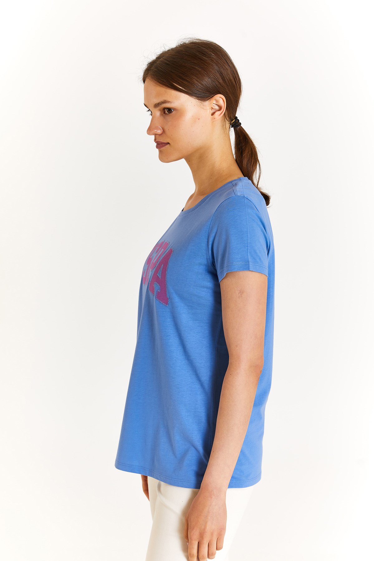 U.S. Polo Assn. Kadın Regular Fit Tişört 50280036-VR032 Mavi