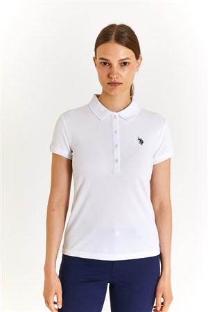U.S. Polo Assn. Kadın Slim Tişört 50280057-VR013 Beyaz