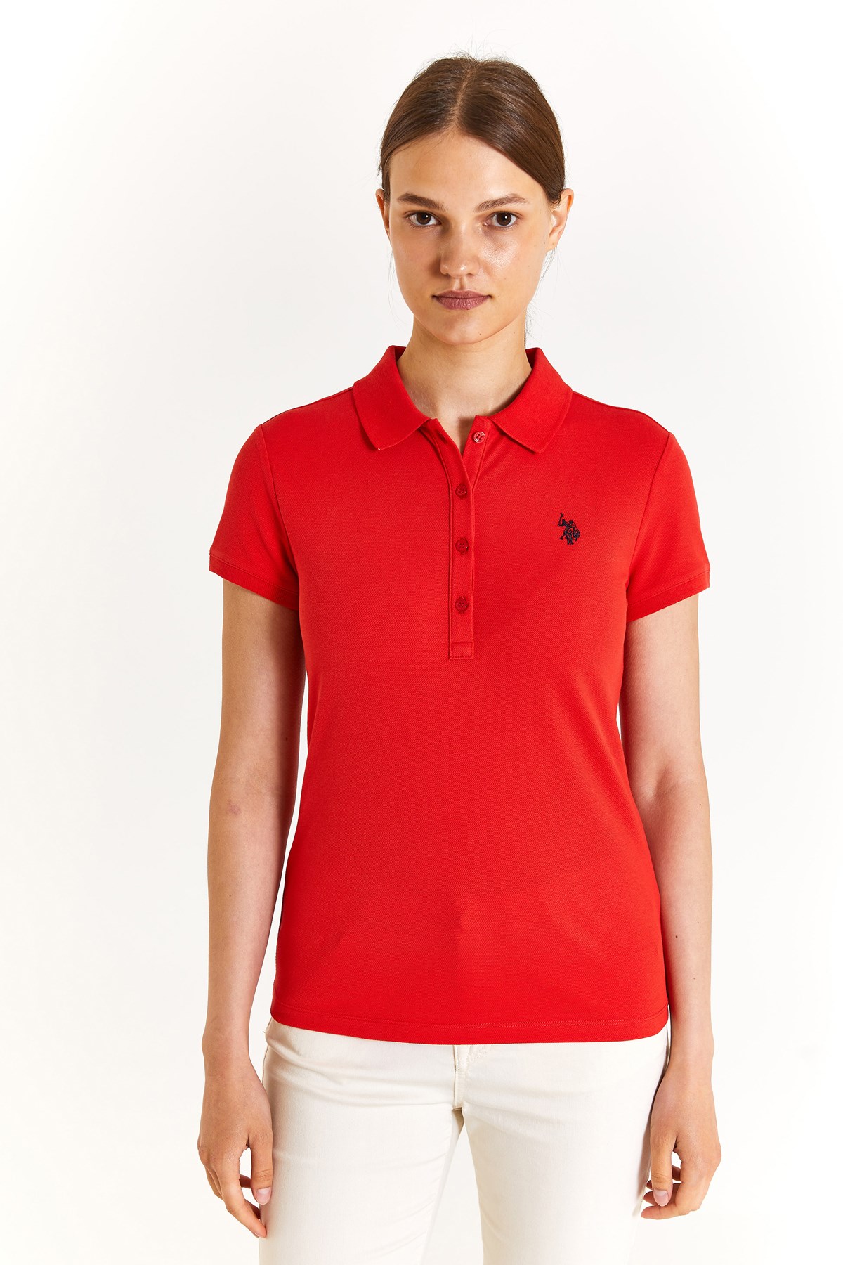 U.S. Polo Assn. Kadın Slim Tişört 50280057-VR030 Kırmızı