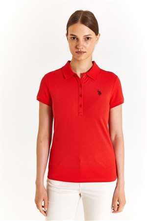 U.S. Polo Assn. Kadın Slim Tişört 50280057-VR030 Kırmızı