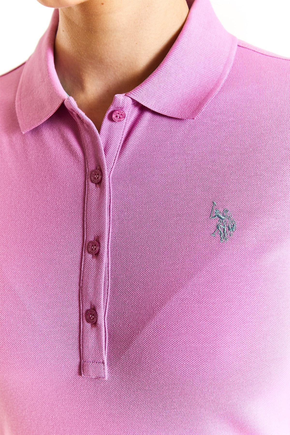 U.S. Polo Assn. Kadın Slim Tişört 50280057-VR037 Pembe