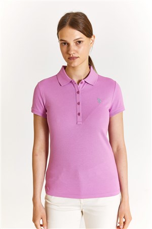 U.S. Polo Assn. Kadın Slim Tişört 50280057-VR037 Pembe