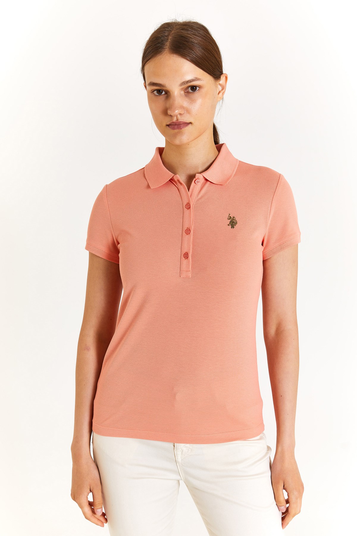 U.S. Polo Assn. Kadın Slim Tişört 50280057-VR047 Sarı