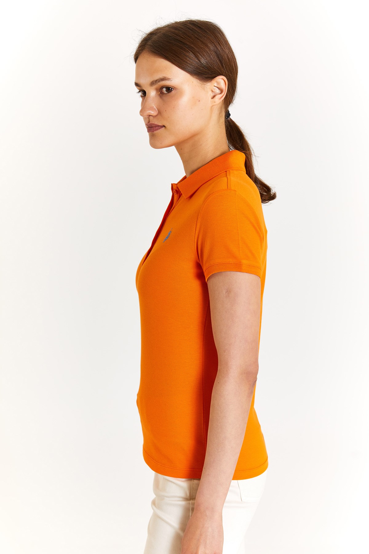 U.S. Polo Assn. Kadın Slim Tişört 50280057-VR051 Turuncu
