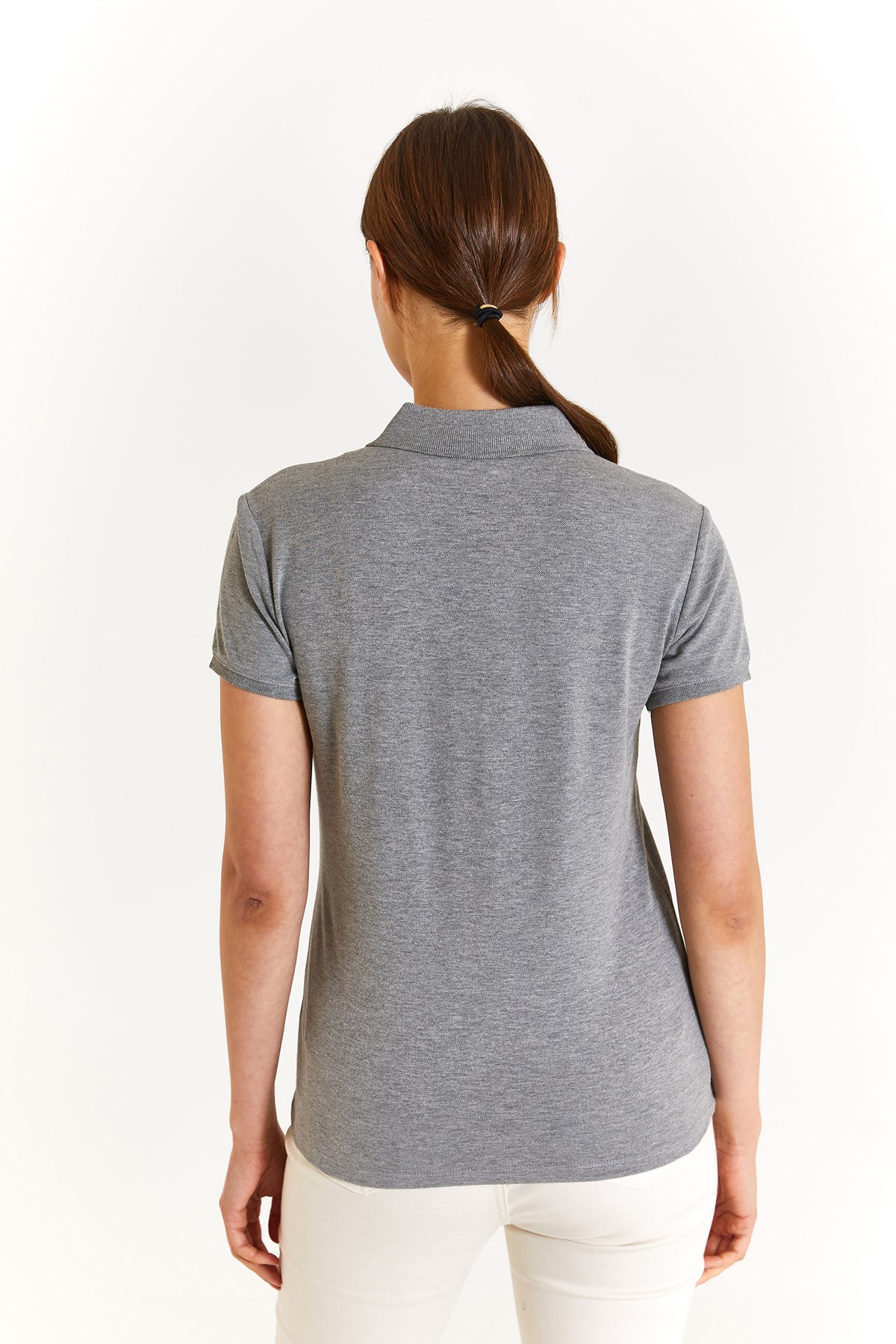 U.S. Polo Assn. Kadın Slim Tişört 50280057-VR086 Gri