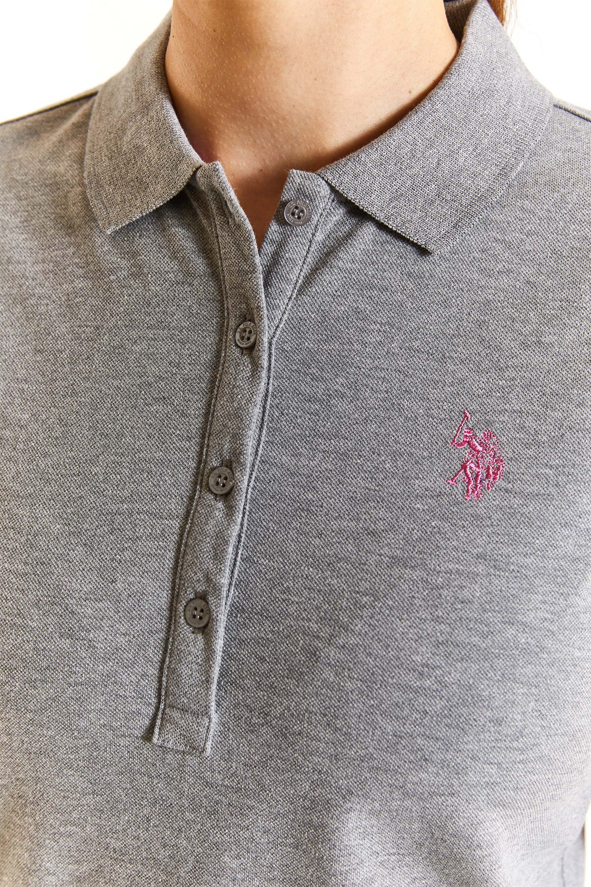 U.S. Polo Assn. Kadın Slim Tişört 50280057-VR086 Gri
