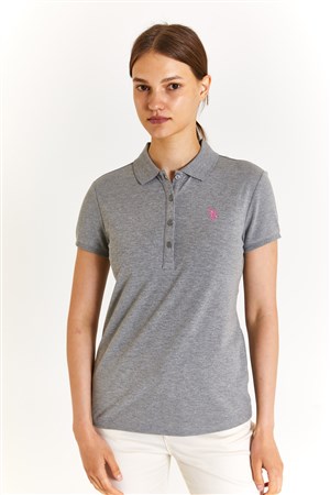 U.S. Polo Assn. Kadın Slim Tişört 50280057-VR086 Gri