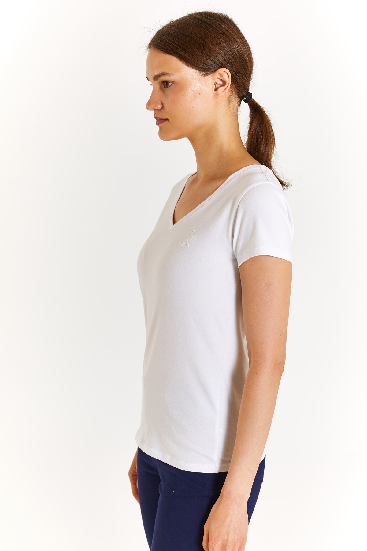 U.S. Polo Assn. Kadın Ex.Slim Tişört 50280068-VR013 Beyaz