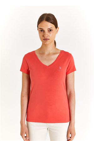 U.S. Polo Assn. Kadın Ex.Slim Tişört 50280068-VR030 Kırmızı